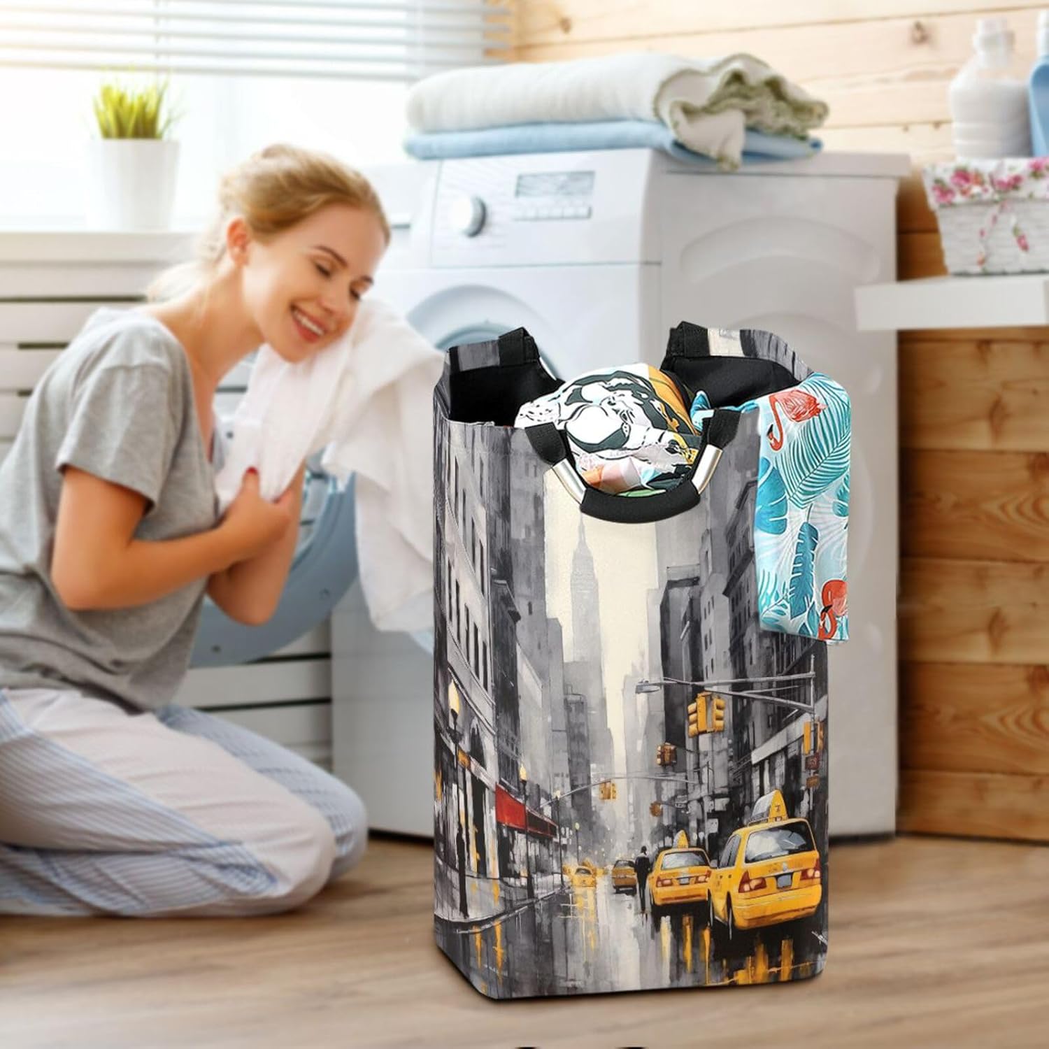 Kigai Collapsible Laundry Basket Large Waterproof Portable Sturdy