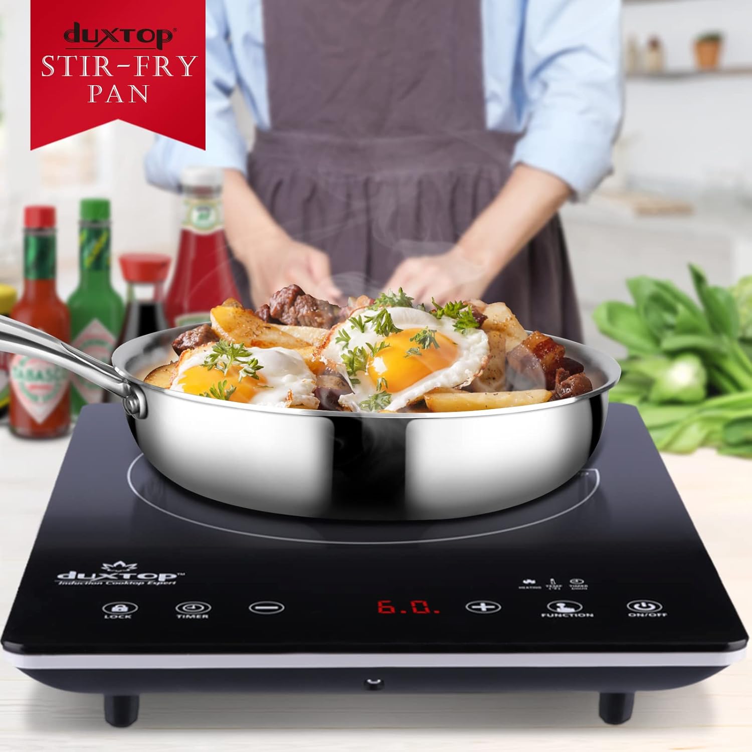 Duxtop 8-Inch Tri-Ply Stainless Steel Fry Pan