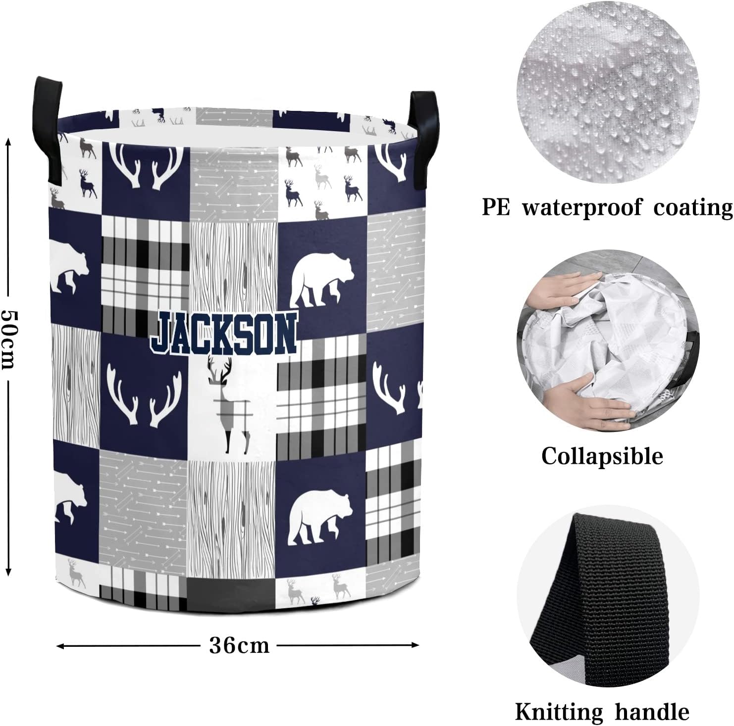 NZOOHY Waterproof Foldable Laundry Basket with Handle
