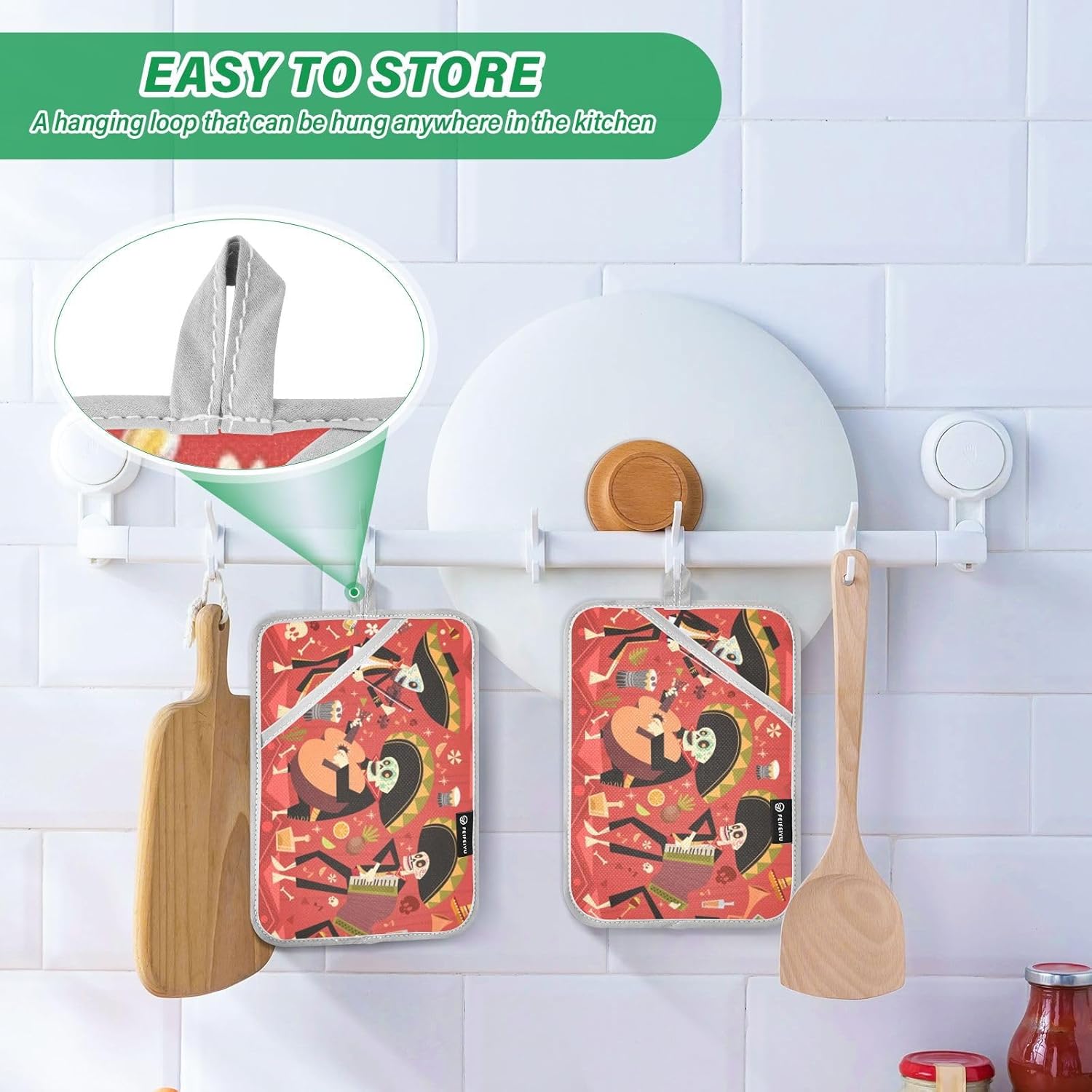 Day of Dead 2Pcs Pot Holder Set