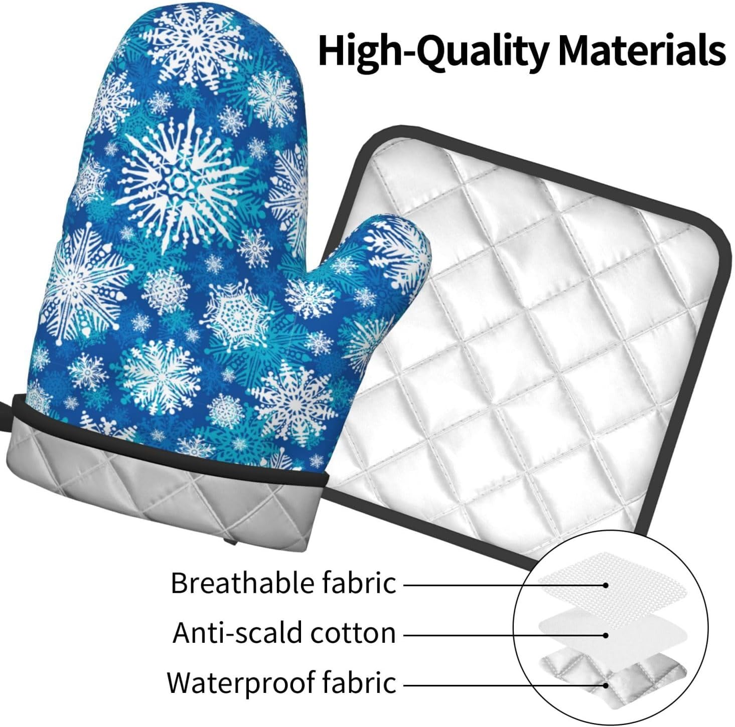 Winter Snowflakes Oven Mitts and Pot Holders 2-Piece Set