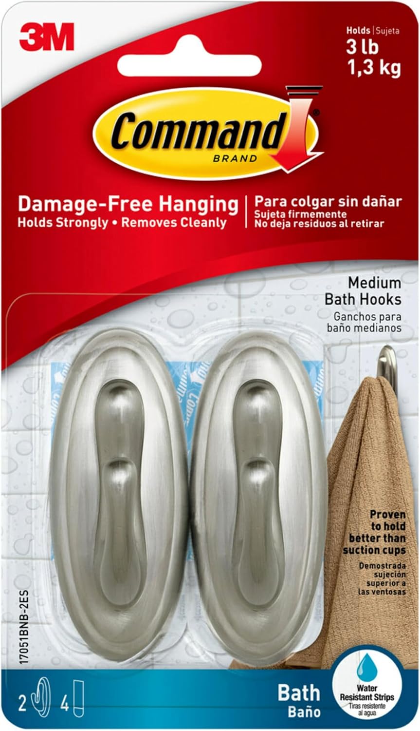 Command Medium Bath Hooks 2 Pack Damage Free