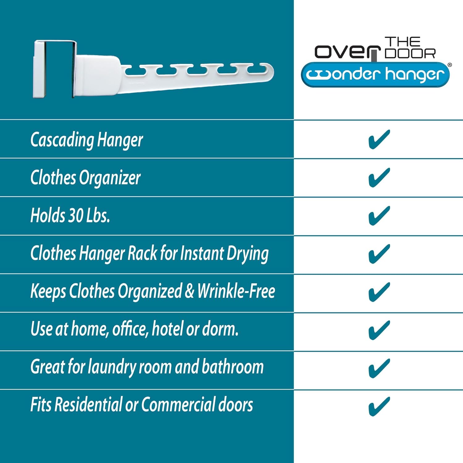 Freestanding over-the-door hanger organizer with 3-pack