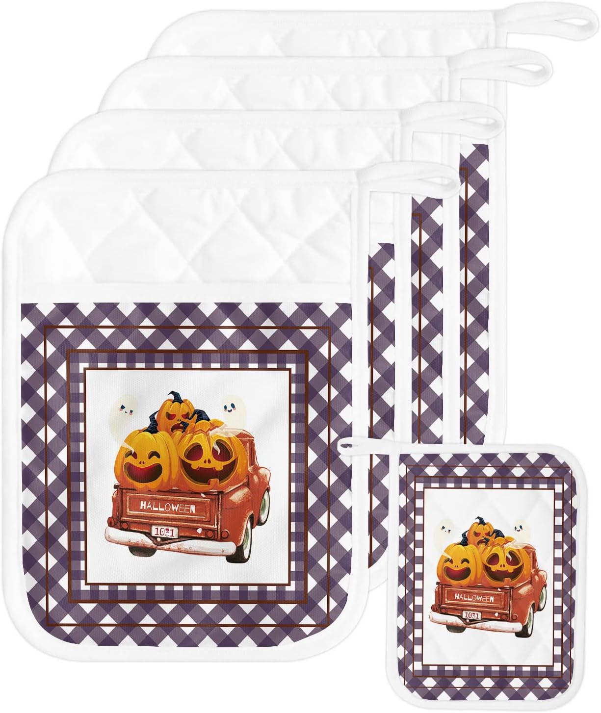 Halloween Pumpkins Truck 5PCS Pot Holder Sets