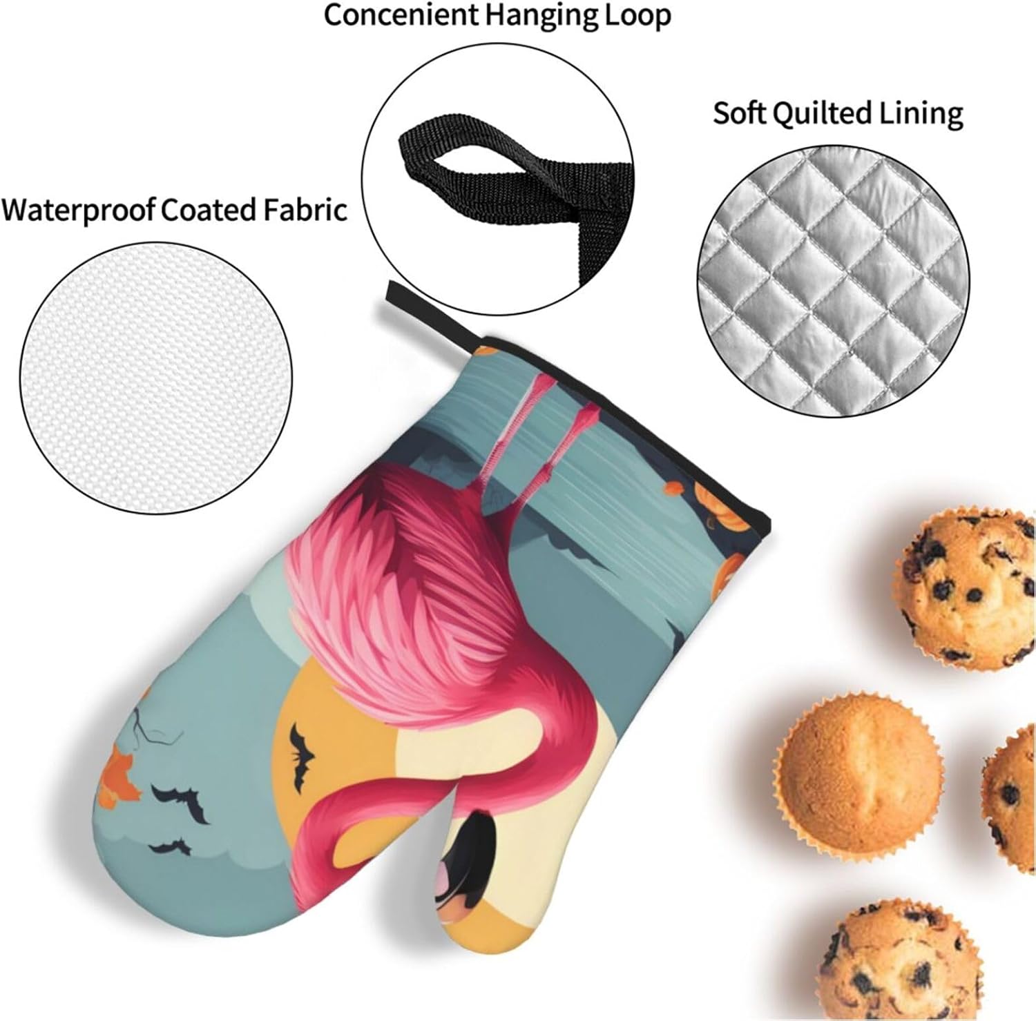 4-Piece Halloween Oven Mitts Pot Holders Waterproof Heat-Resistant