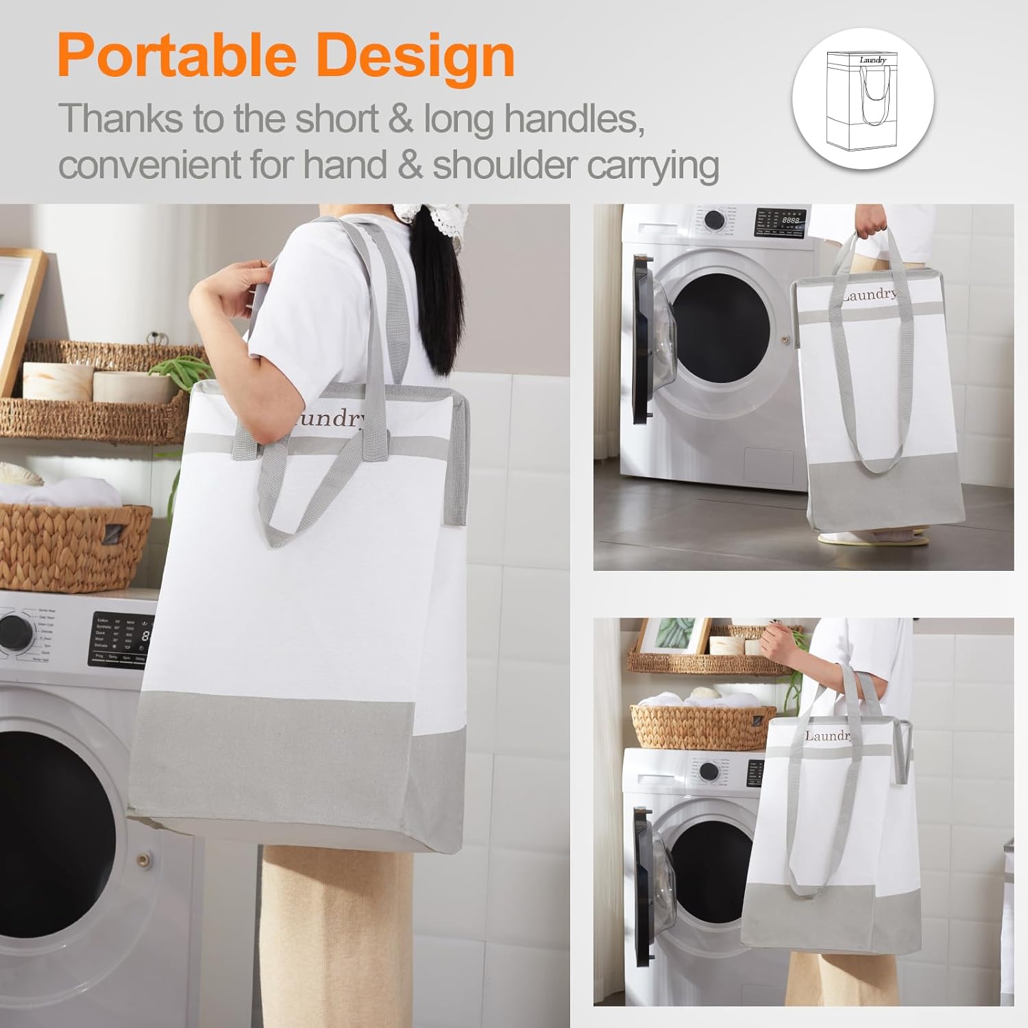 FairyHaus Laundry Baskets 2Pack 78L Grey