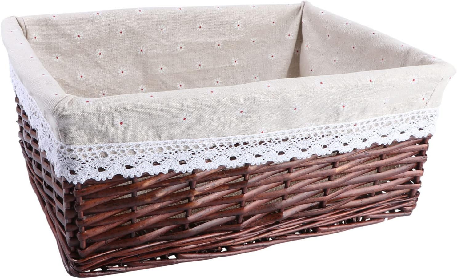 Wicker and Fabric Storage Basket