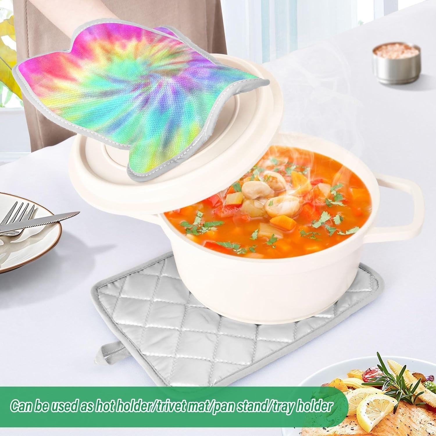 Colorful Tie-Dye Potholder Set Heat Resistant