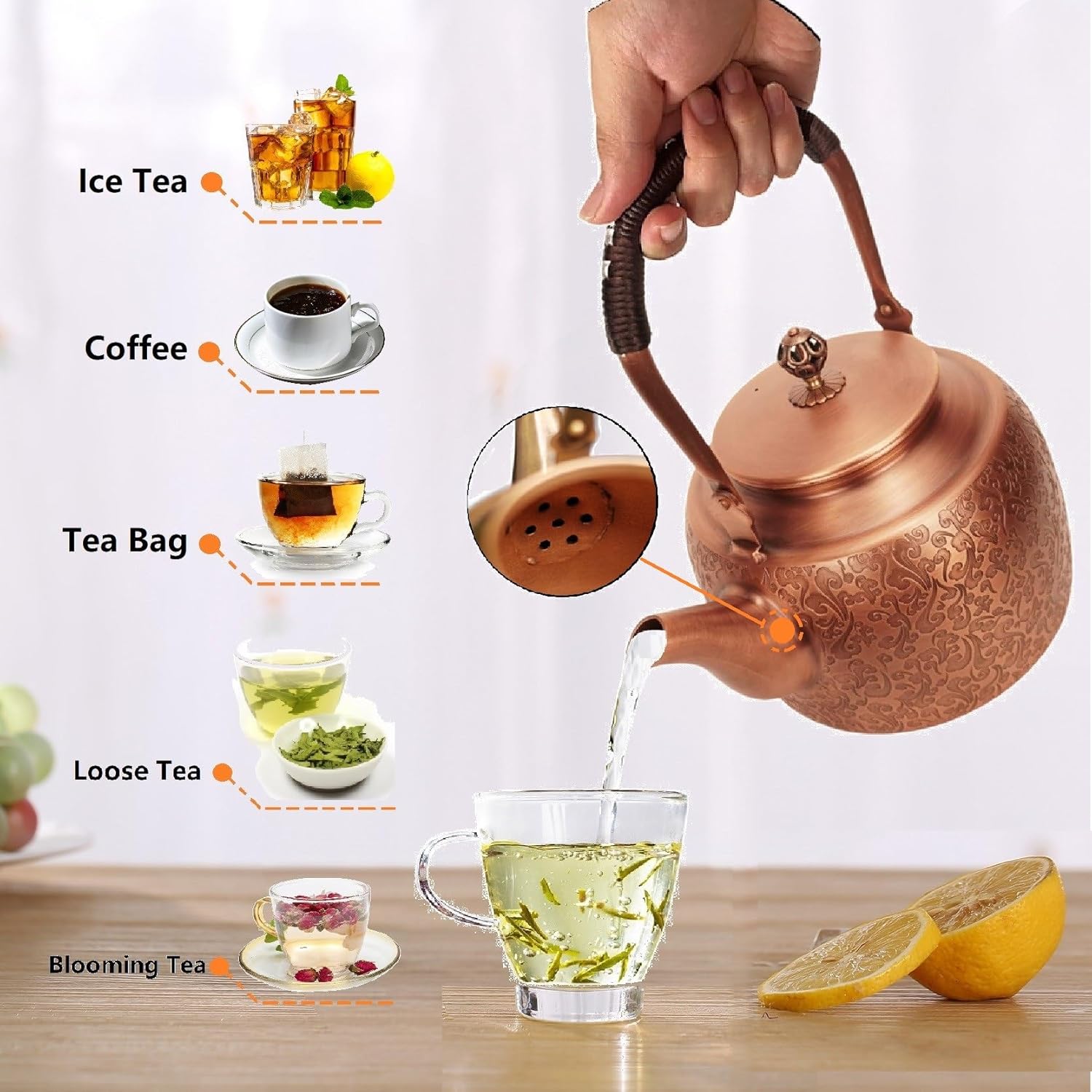 Handmade Copper Kettle for Stove