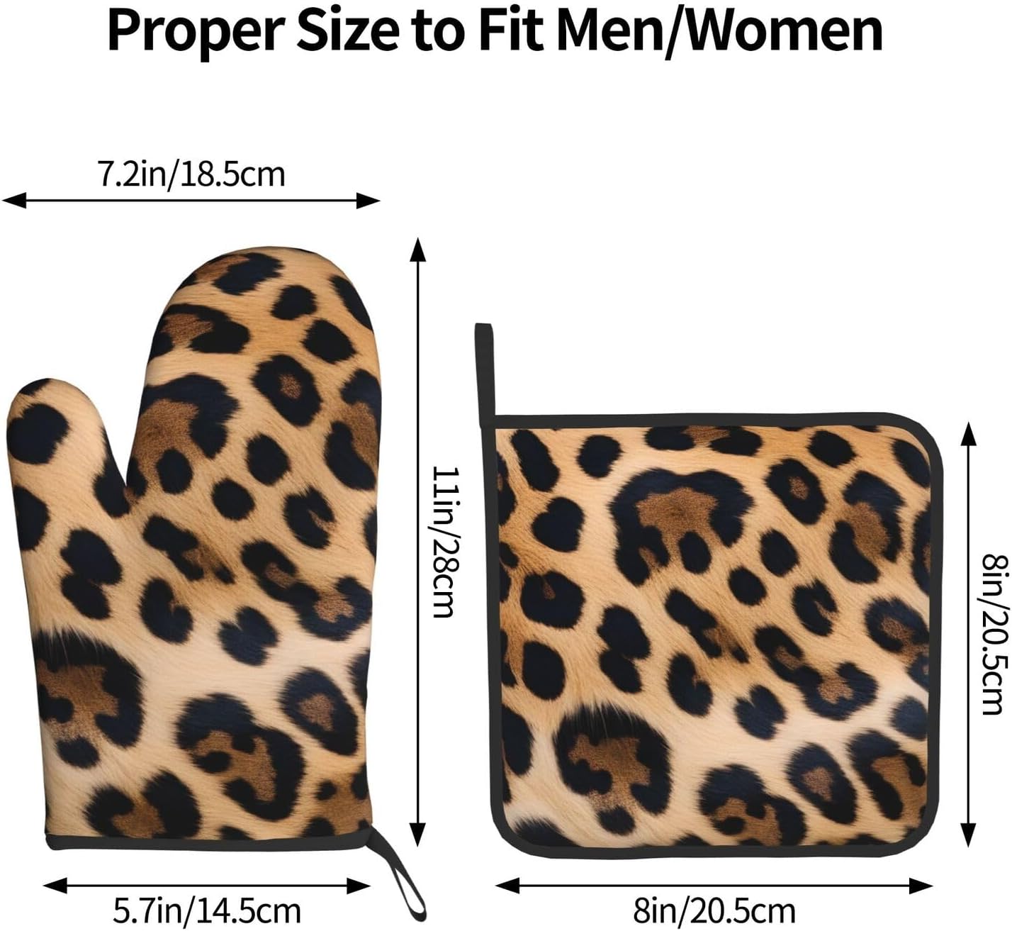 Quopvn Rough Leopard Print Oven Mitts and Pot Holders 2pcs Set