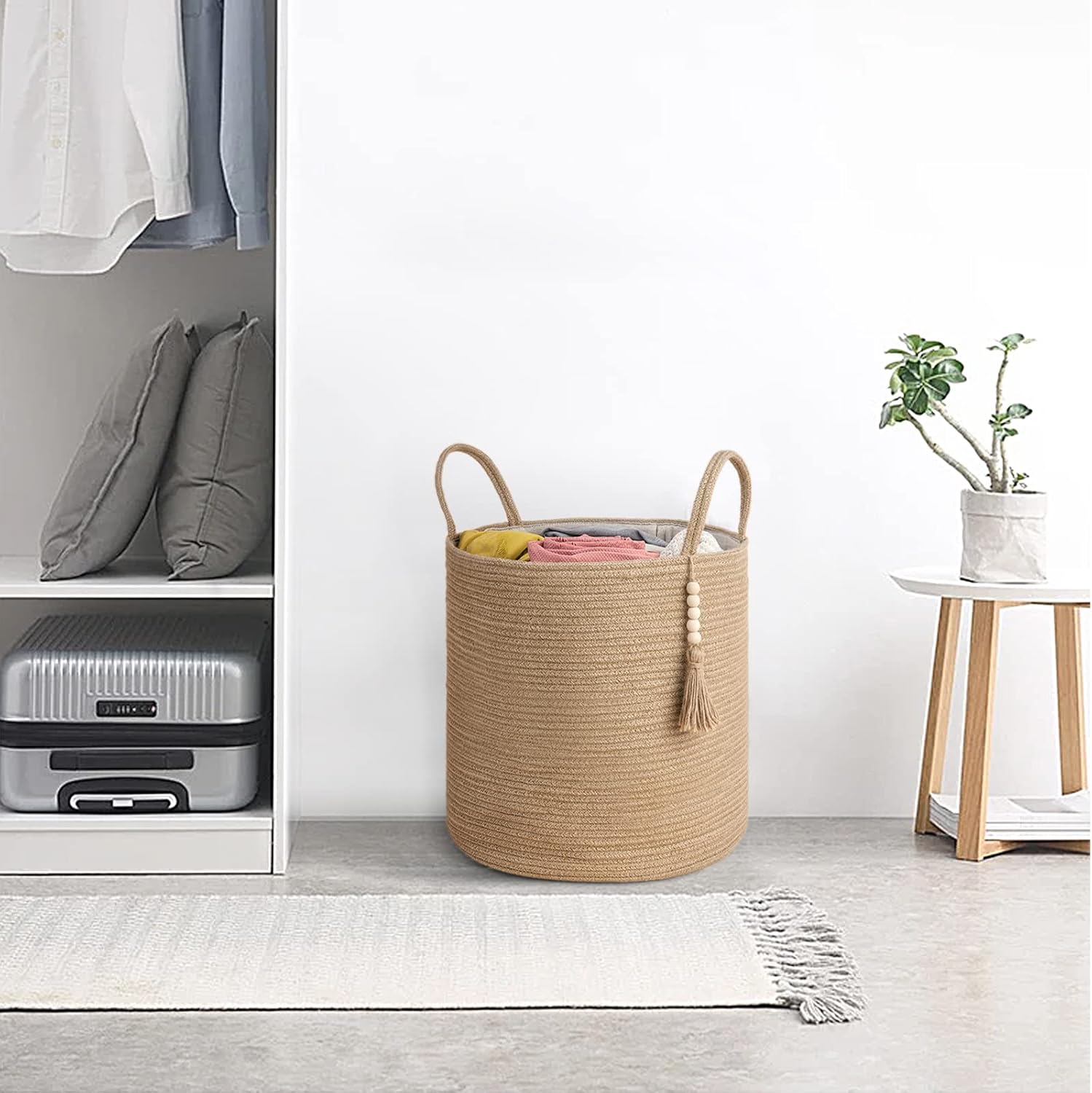 Mkono Bamboo Tassel Storage Basket
