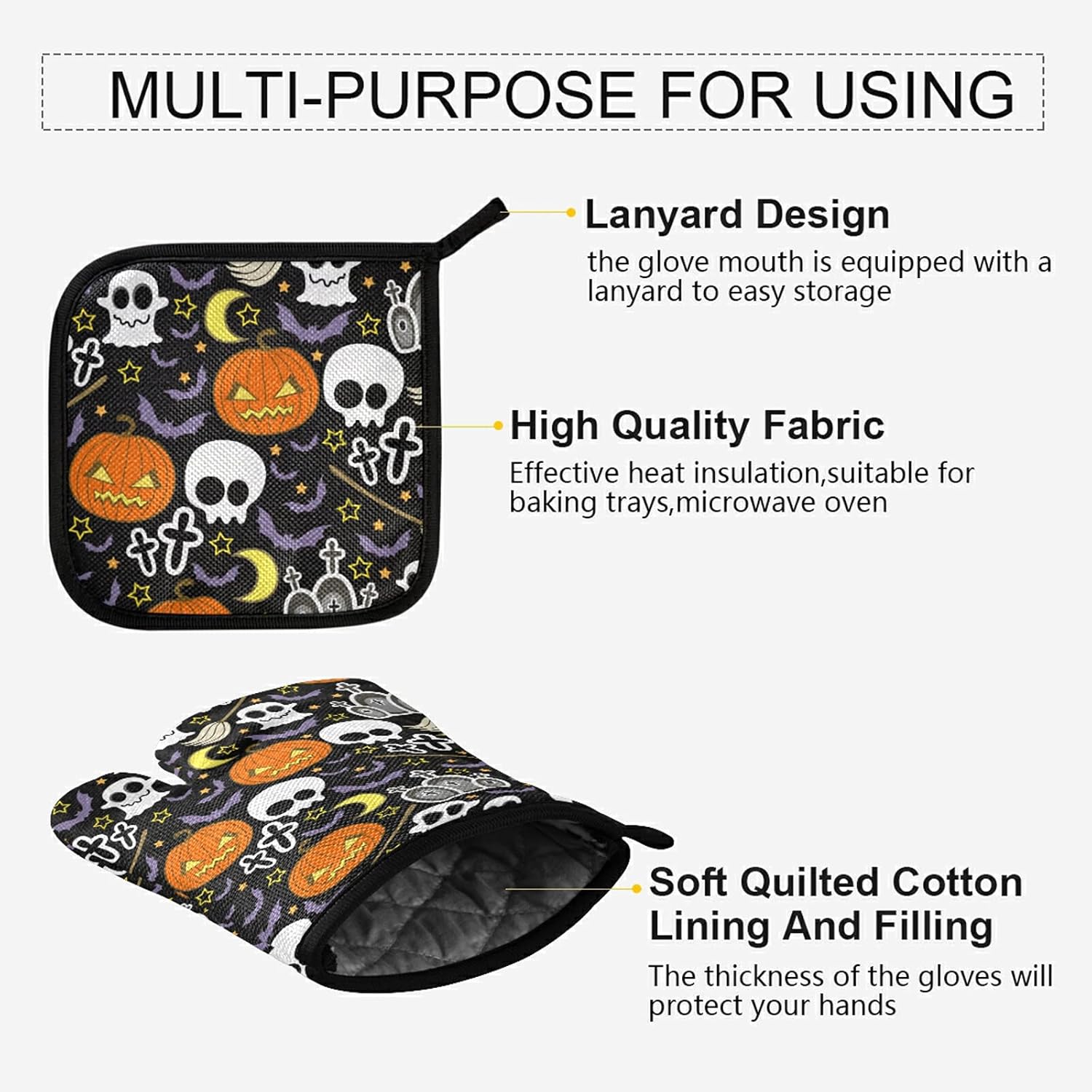 Aflyko Halloween Oven Mitt Set Heat-Resistant Stylish