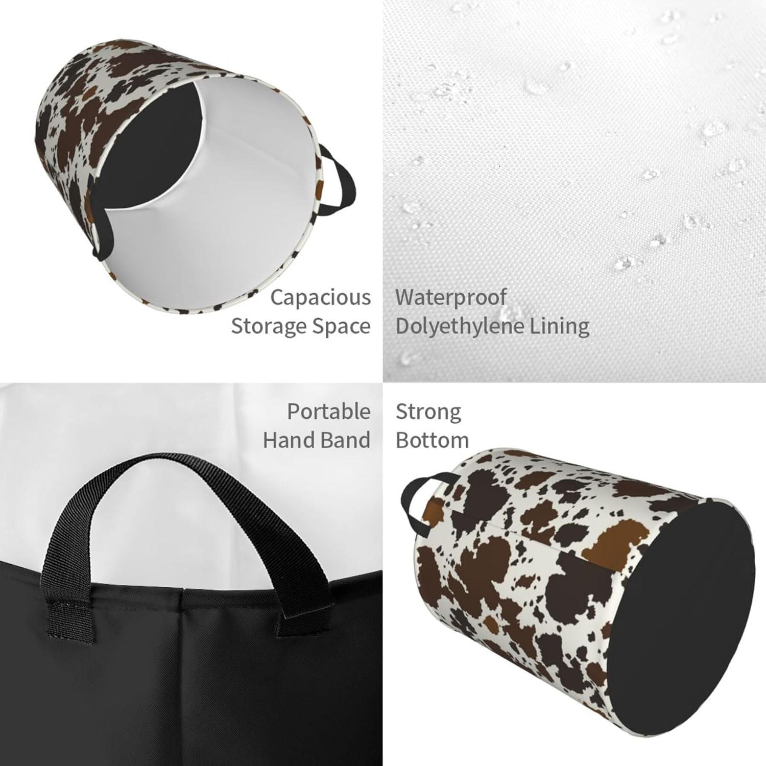 MZERSE Boys Girls Unique Laundry Hamper Basket Brown Skin Milk Cow Print