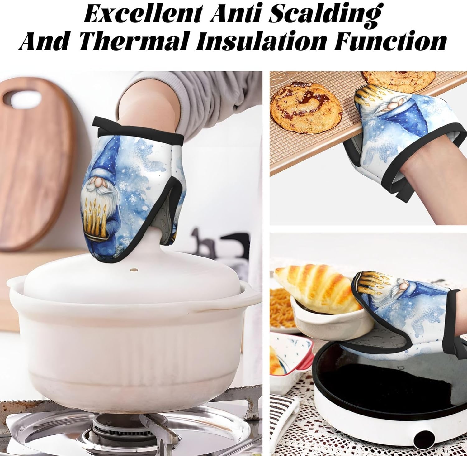 Hanukkah Gnome Mini Silicone Oven Mitts