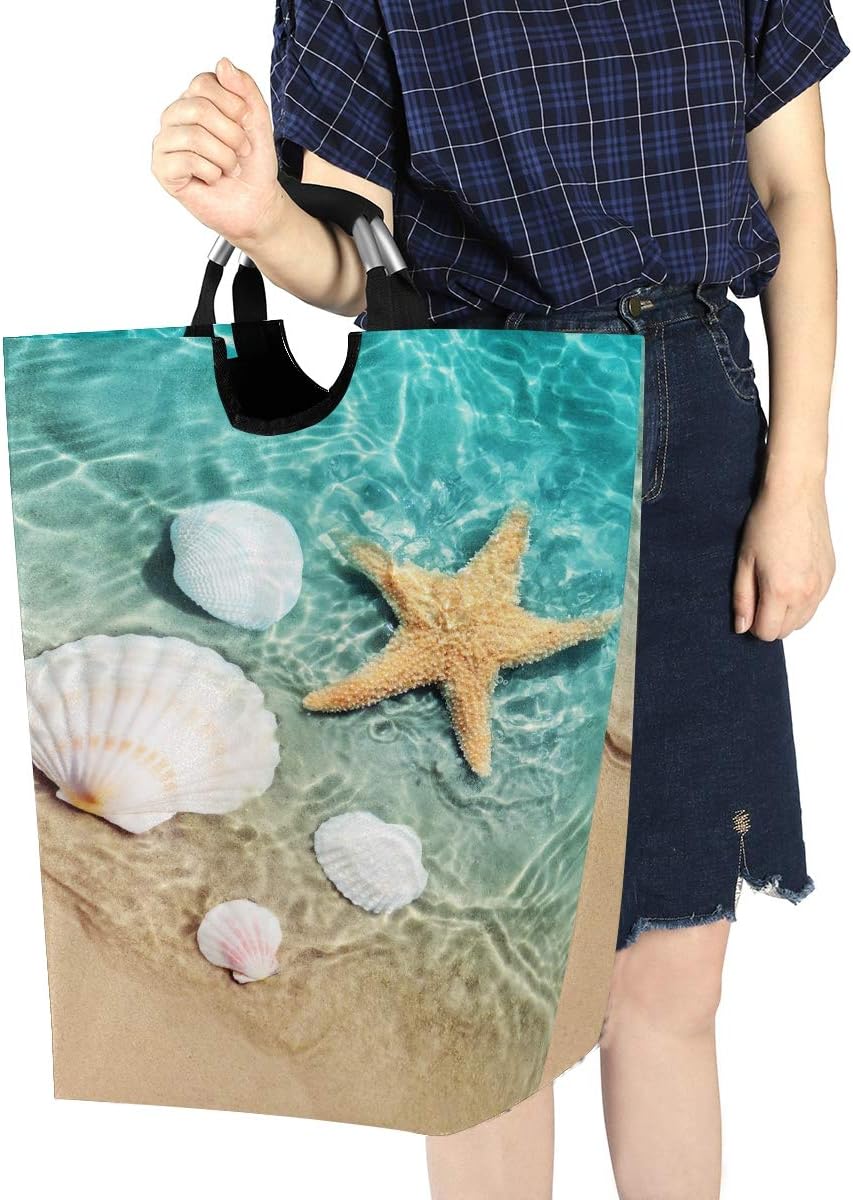 Exnundod Starfish Summer Beach Laundry Hamper