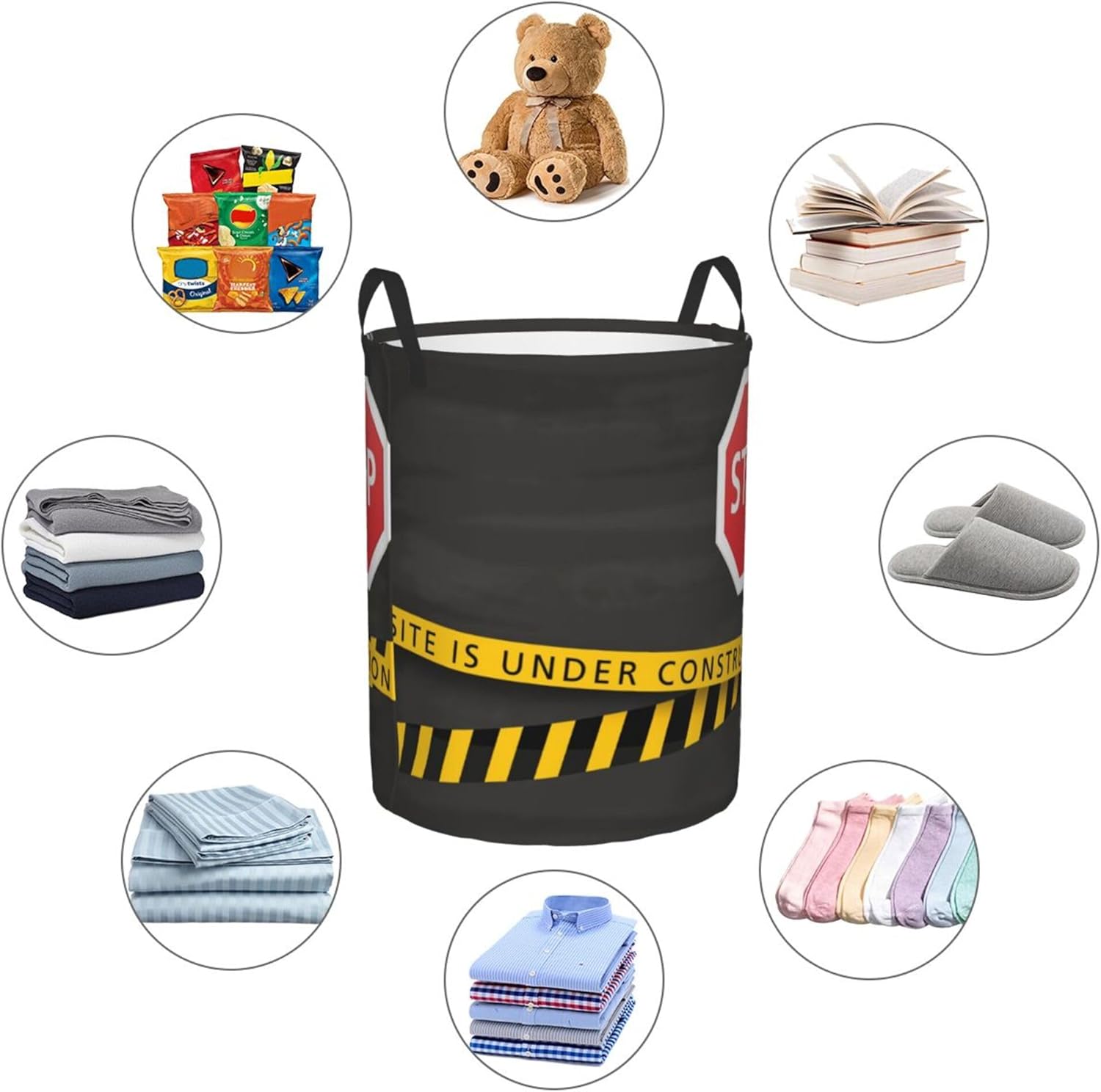 aHaBiKas Smart Collapsible Laundry Basket Organizer withWarning Strip Labels
