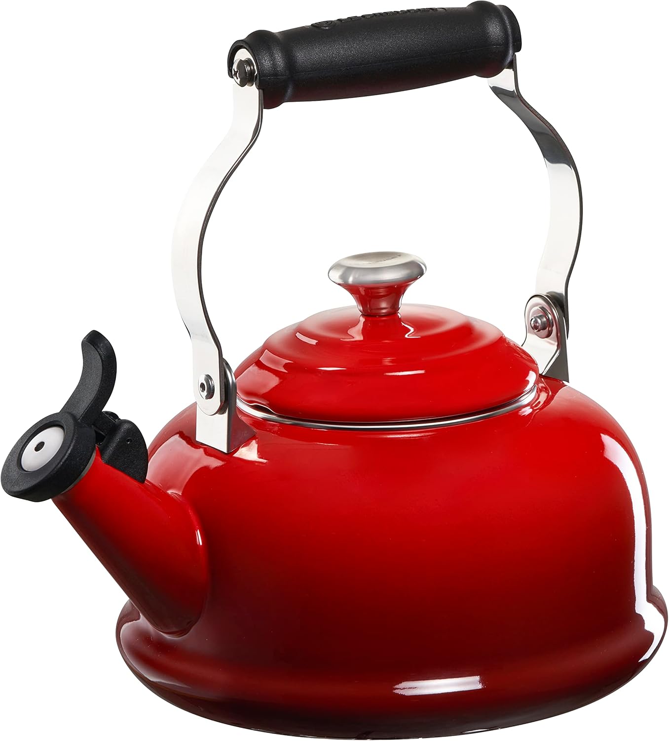 Delightful Quencher Le Creusage Enamel On Steel Whistling Tea Kettle 17 qt Cerise