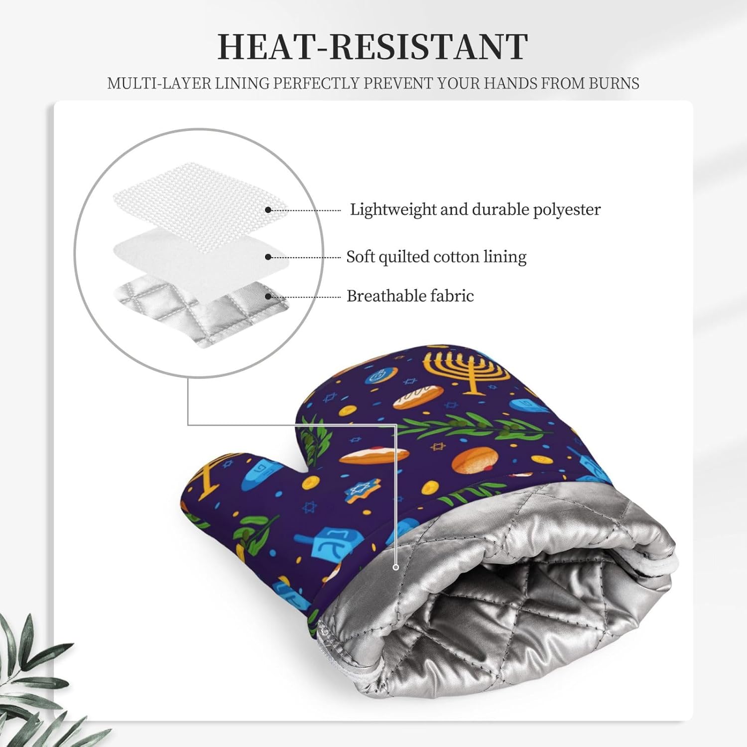 Happy Hanukkah jewish festival oven mitts WJJUOA