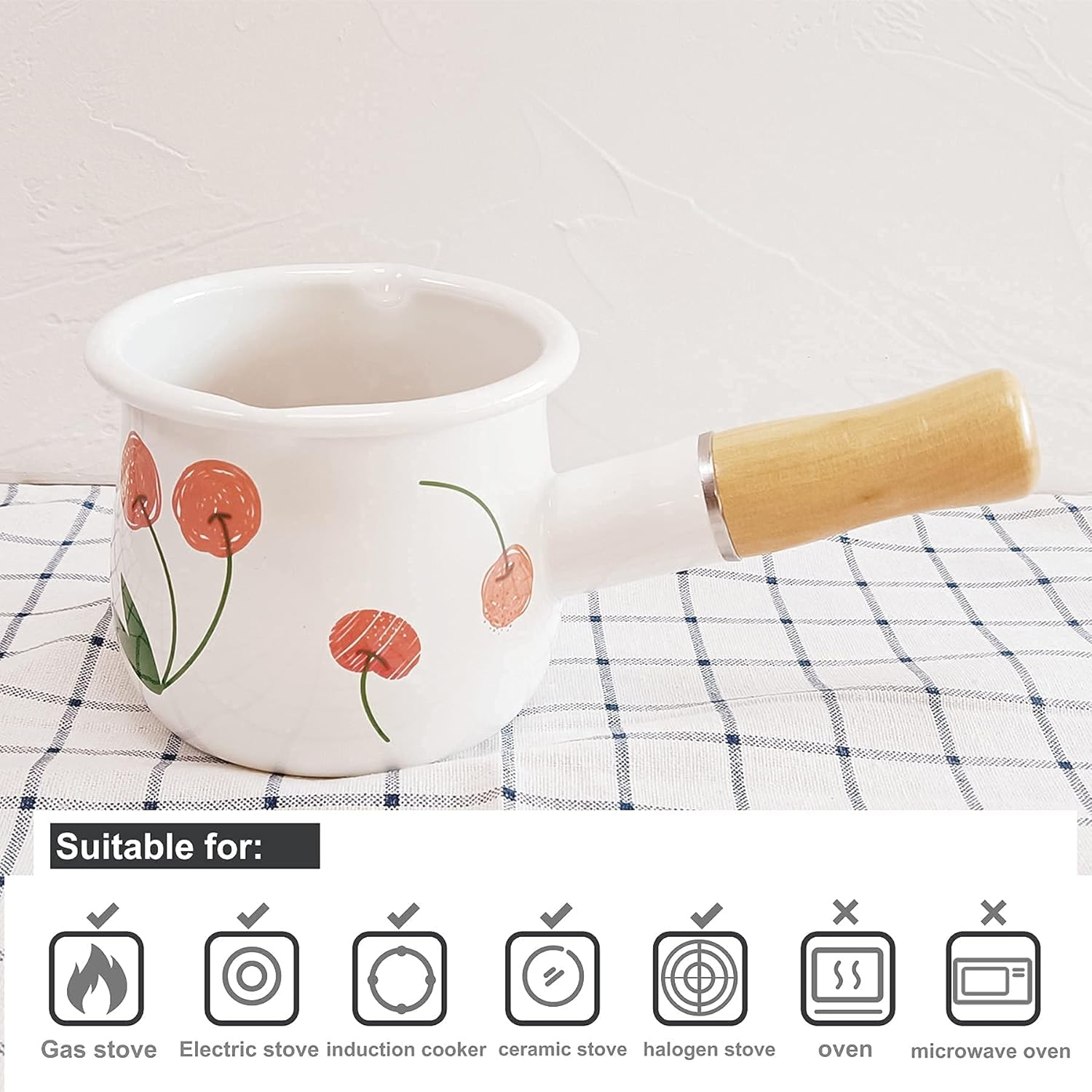 Small Enamel Milk Pot 4-Inch 17 Oz