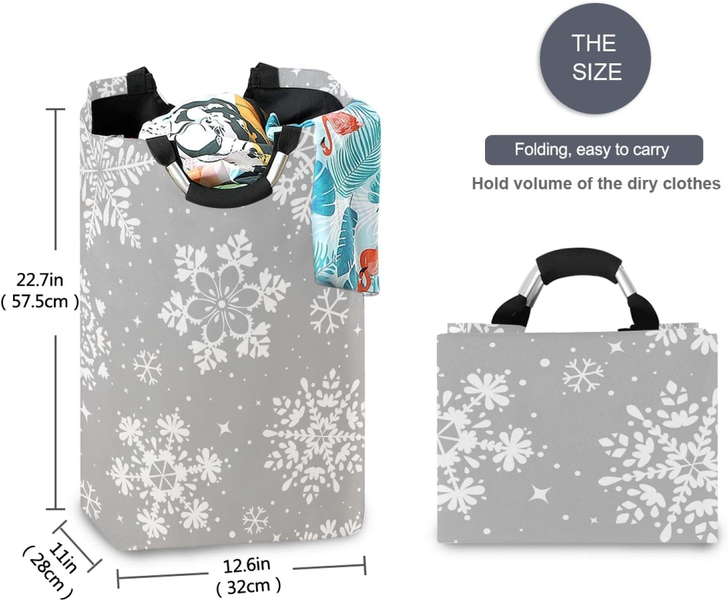 SUSIYO Winter Laundry Basket with Snowflakes Design