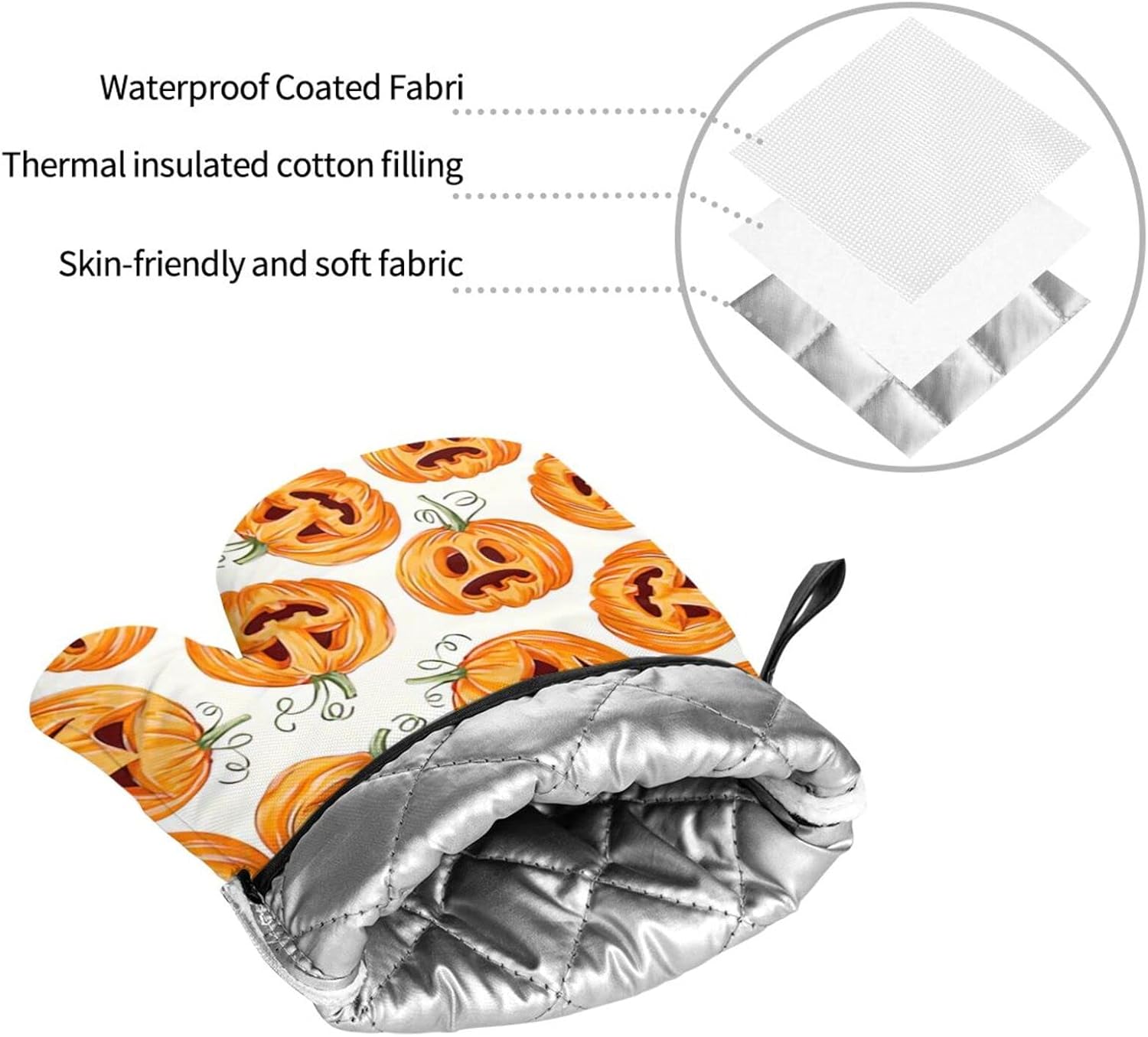 Halloween Pumpkin Oven Mitts and Pot Holders Set of 4