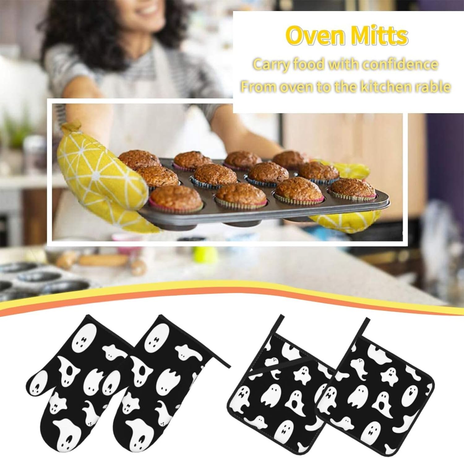 Dont Drop the Ball Halloween mitt set for Cooking