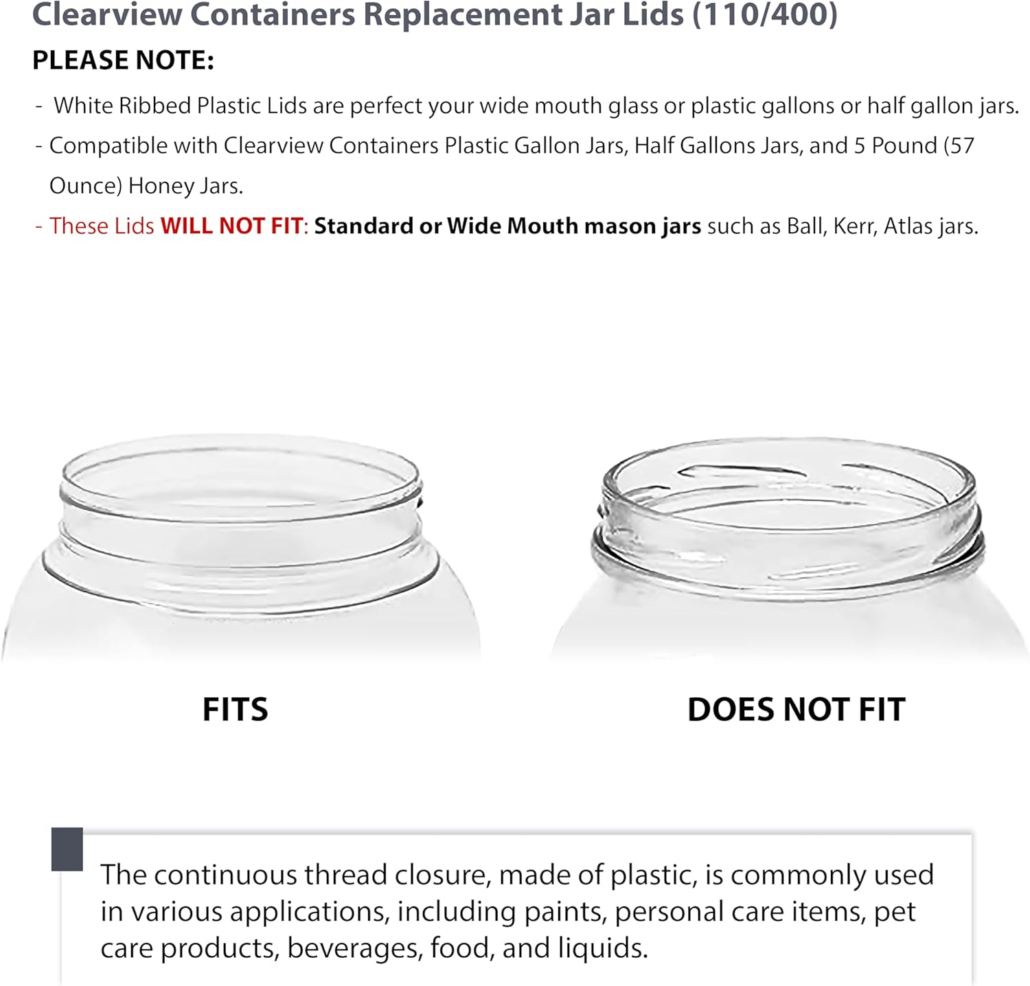 110mm Plastic Replacement Lids with Leak-Proof Liner Inside the USA