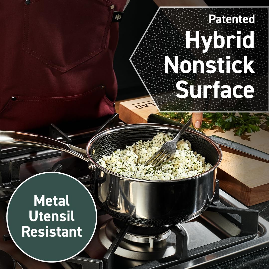 1-Quart Hybrid Saucepan with Tempered Glass Lid