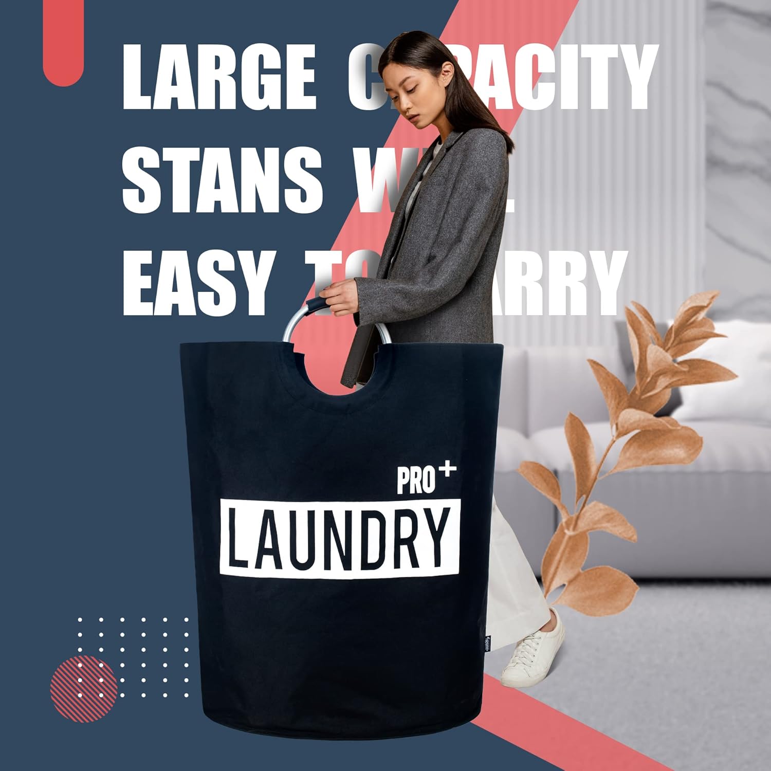 Caroeas 150L Super Large Laundry Basket with Padded Handles