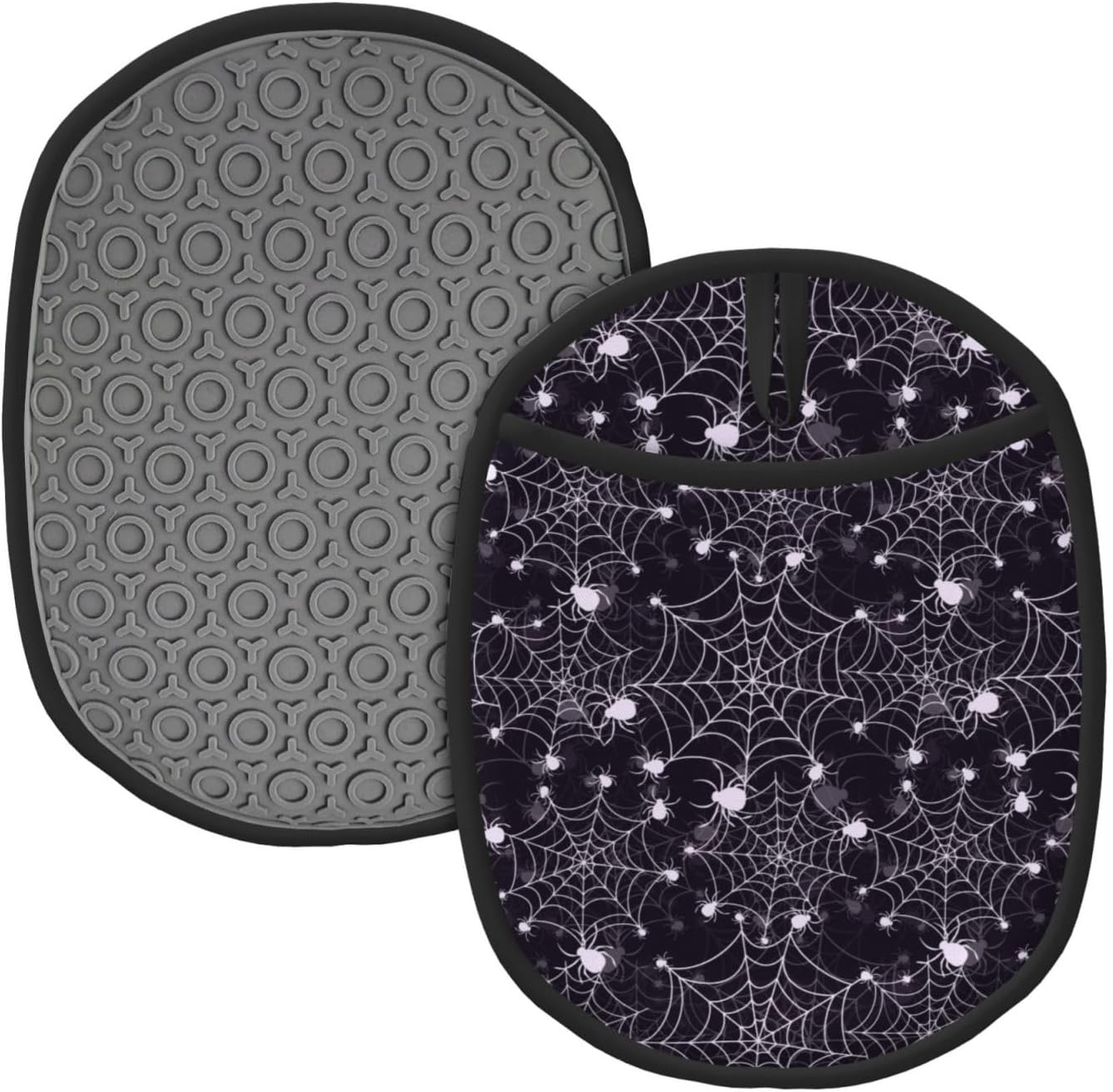 Buewutiry Halloween Creative Spiderweb Cobweb Potholders - Heat-Resistant Oven Mitts with Hanging Loop