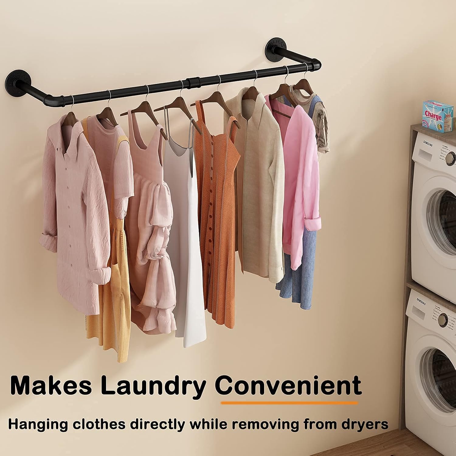 Industrial Pipe Wall-Mounted Clothes Rack - Durable Rust-Resistant