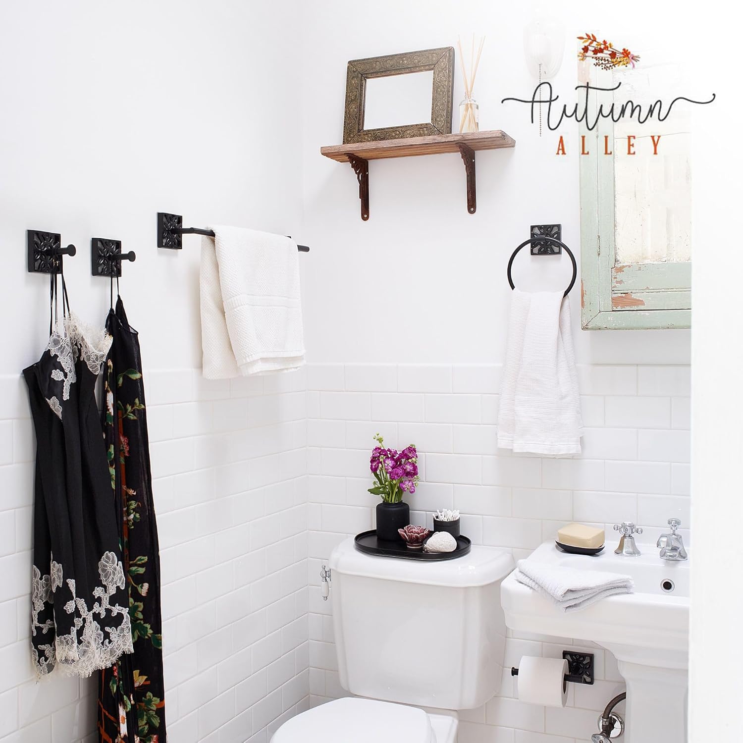 Black wall-mounted towel robe hook Rustproof Durable