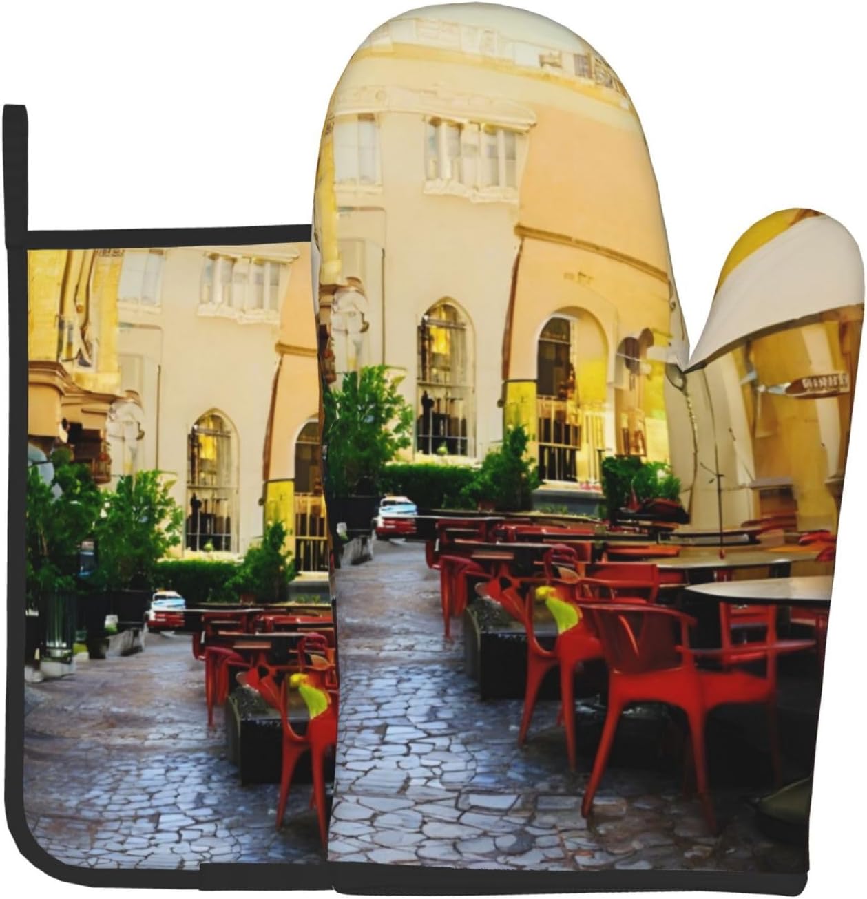 Italian Old Street Elegance Non-Slip Oven Mitt Set