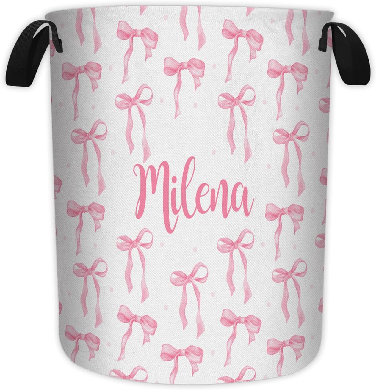 Personalized Baby Girl Pink Bow Laundry Hamper