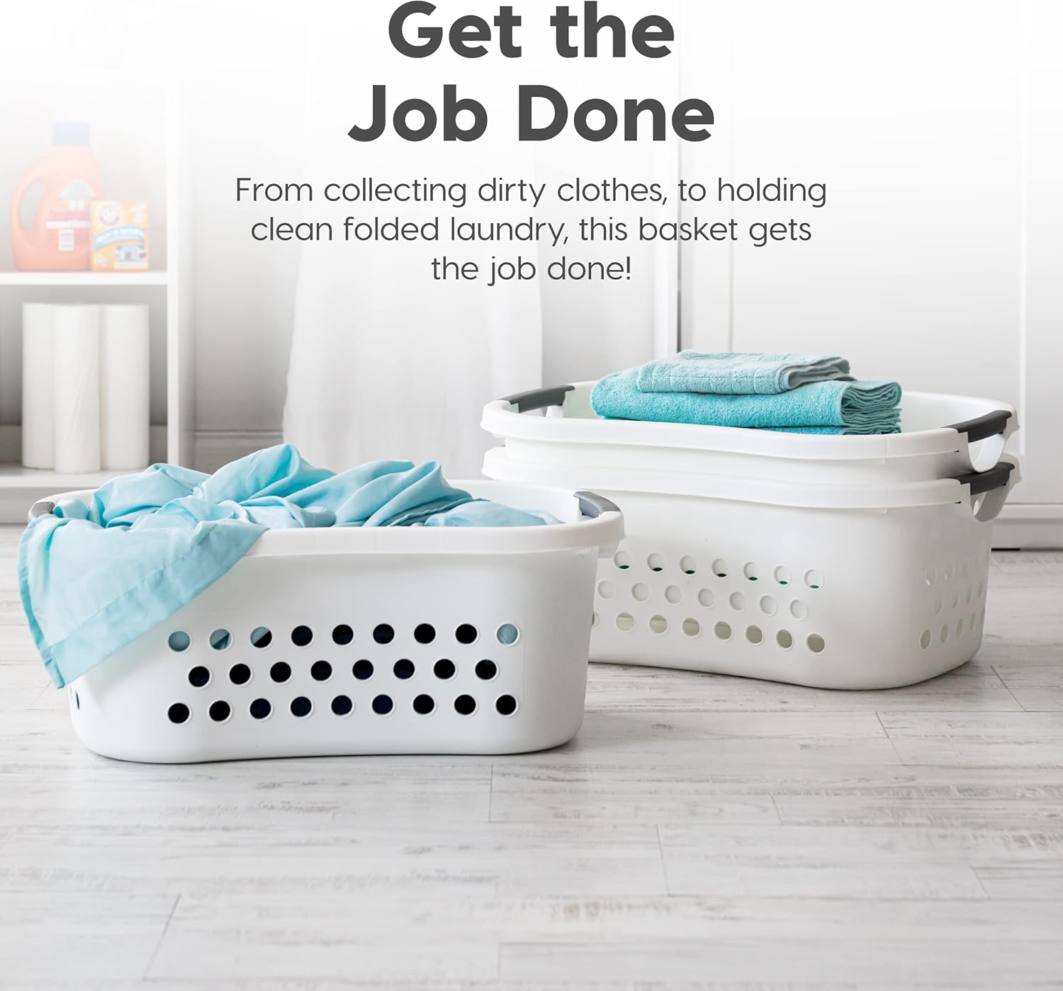 IRIS USA 50L Plastic Hip Hold Laundry Basket 3-Pack