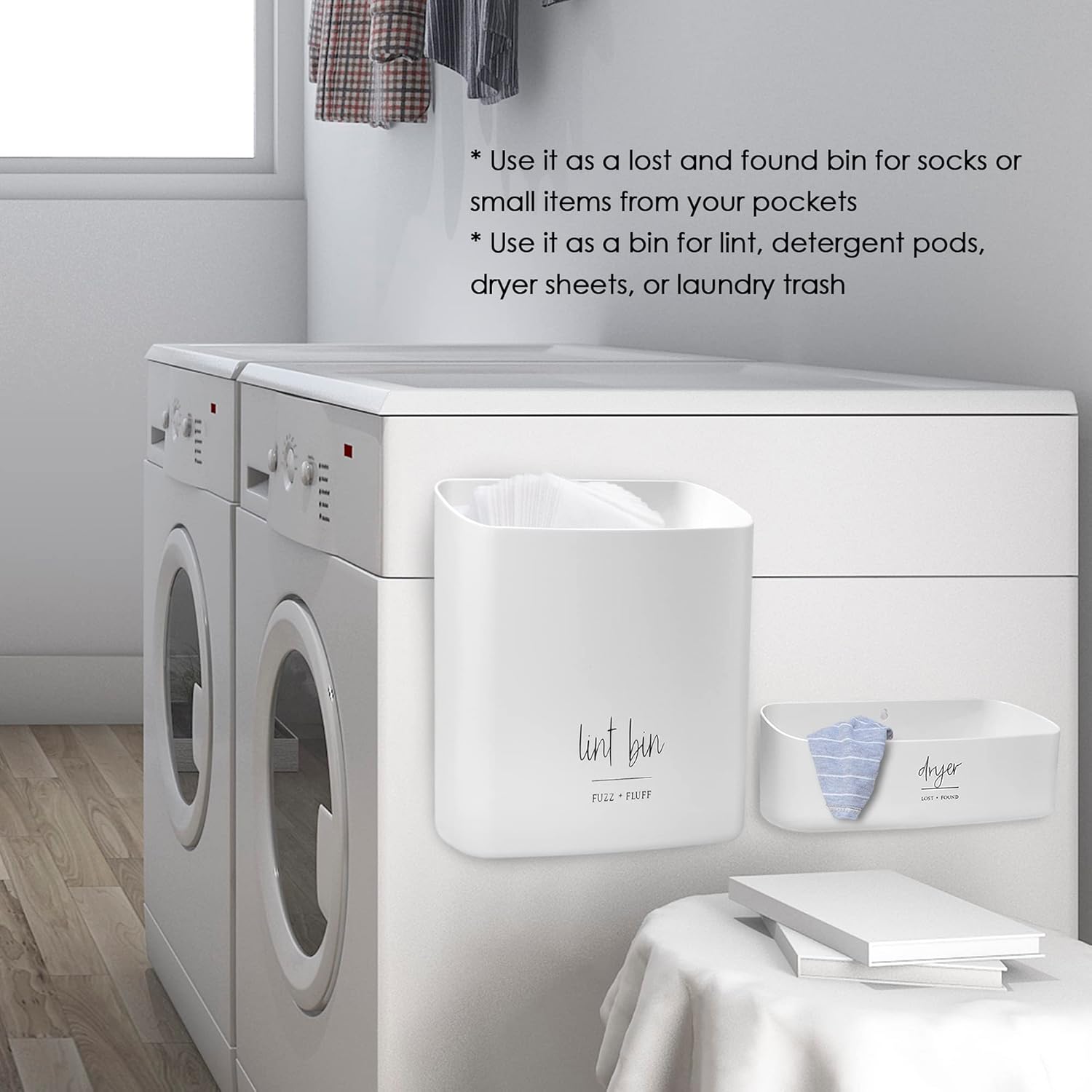 Magnetic Lint Bin for Laundry Storage