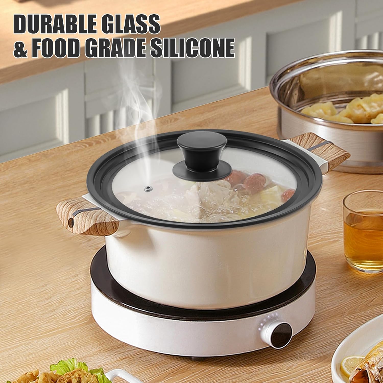 Universal Lid for Cookware - silicone replacement for glass lids