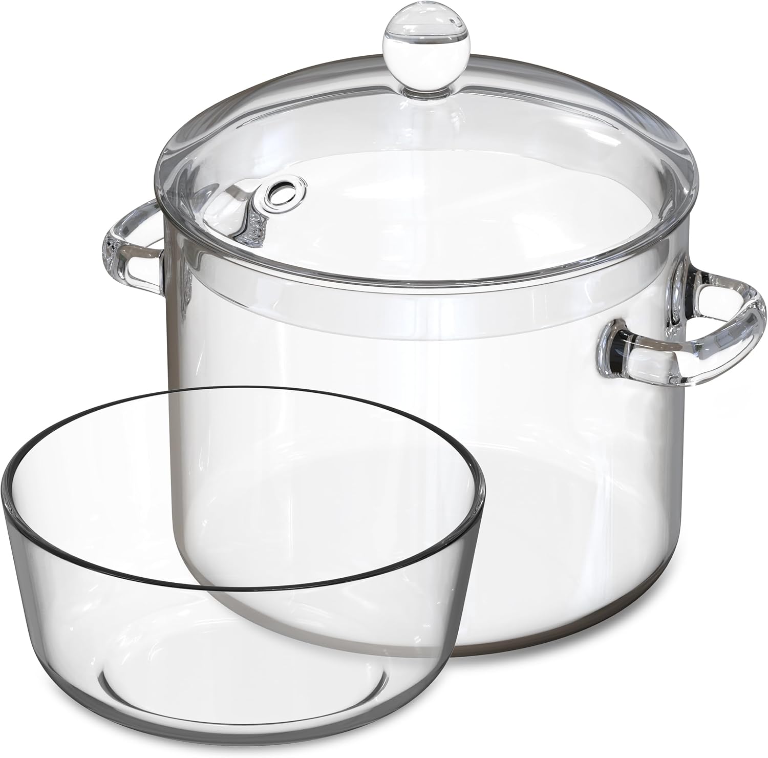 FILULA Glass Pot with Bowl - Durable Elegant for Cooking Serving