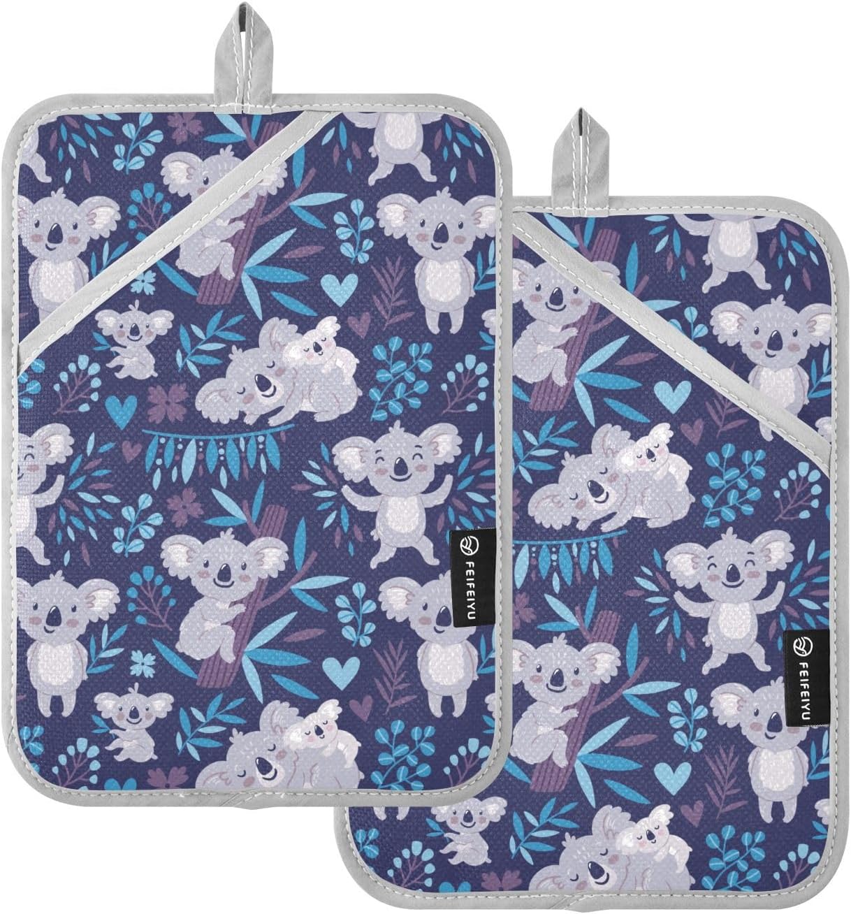 Dalzium Potholder Set of 2 with Koala Bears and Floral Design