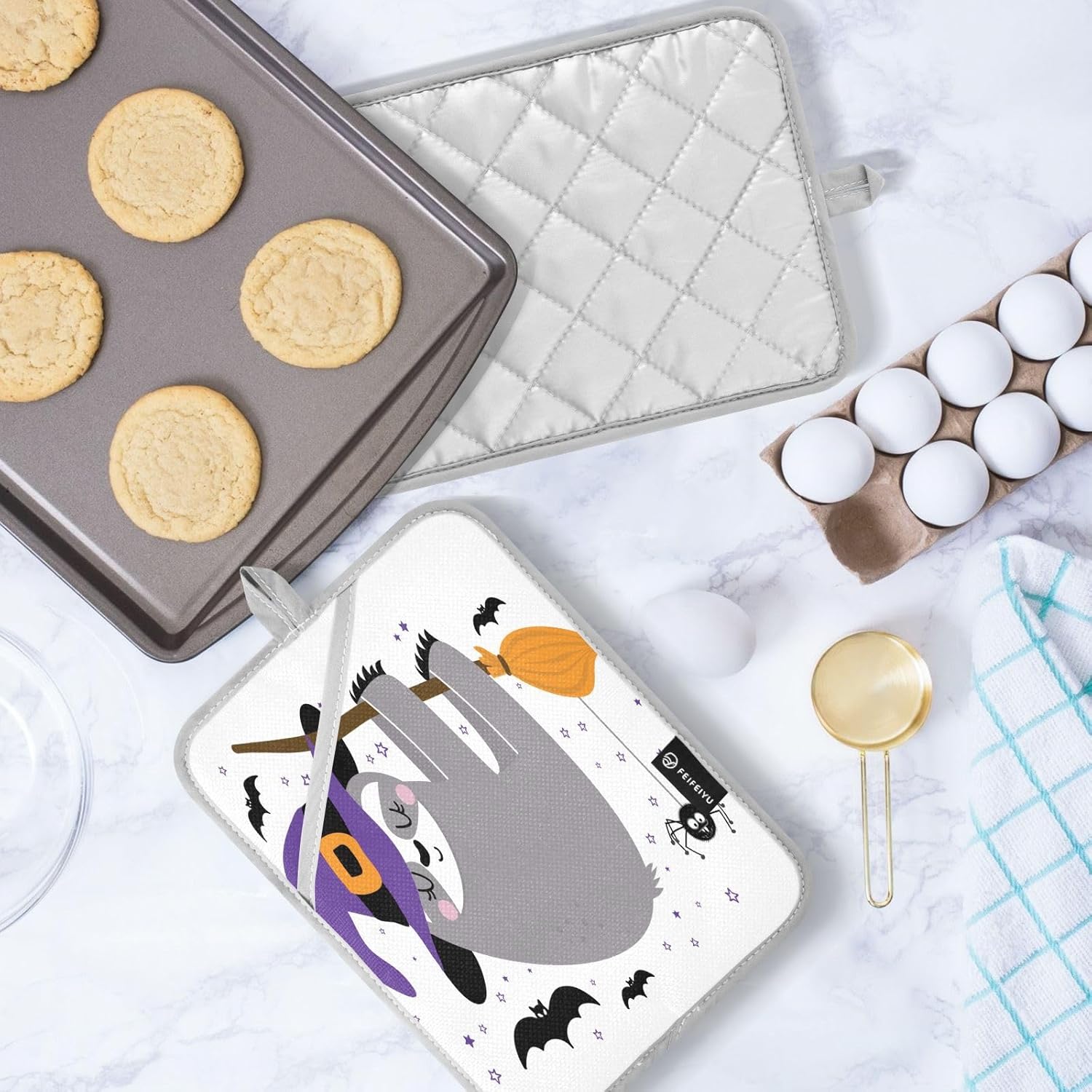 OurVii Halloween Sloth Potholders Set