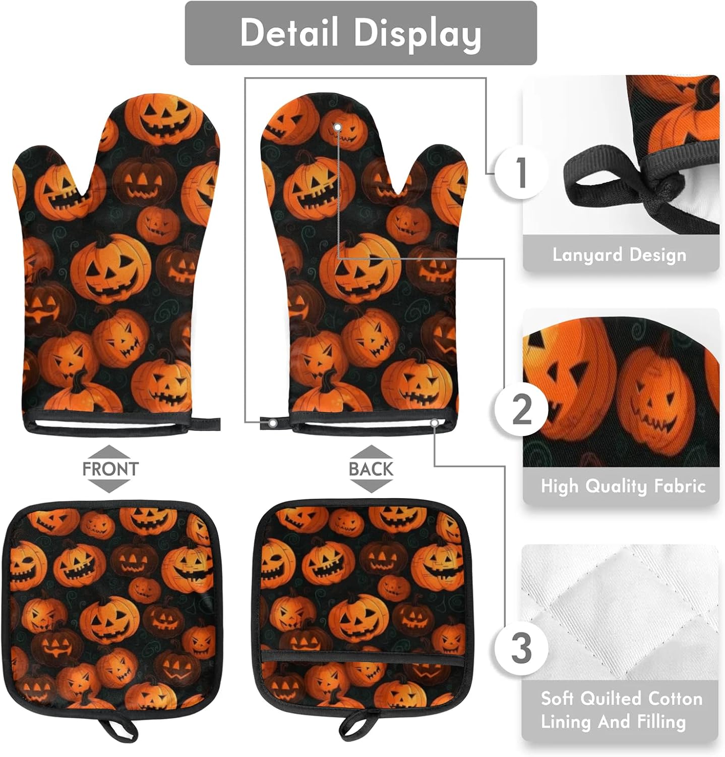 Aglebo Cartoon Halloween - Ppot Holder and Oven Mitt Set
