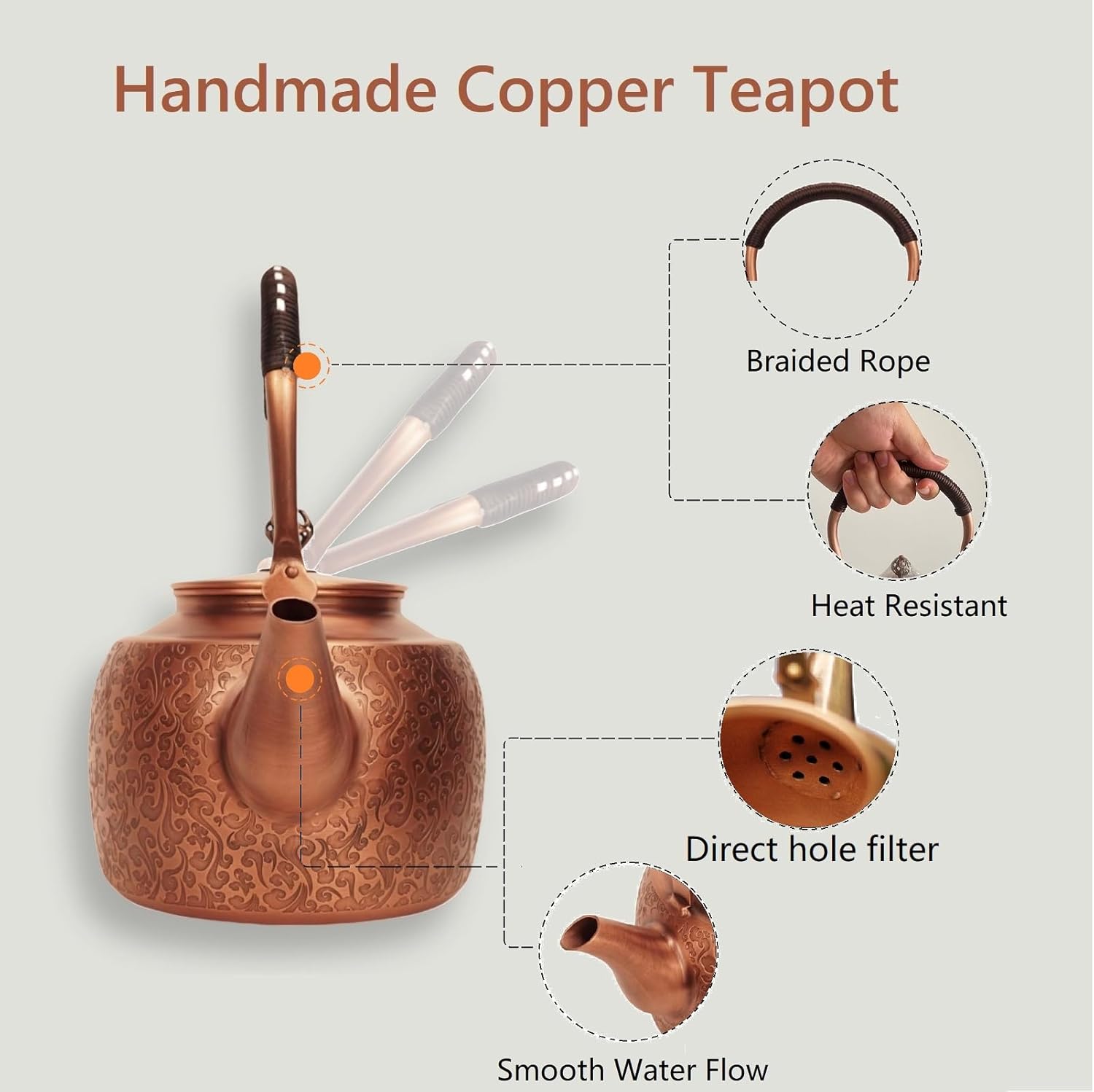 Handmade Copper Kettle for Stove