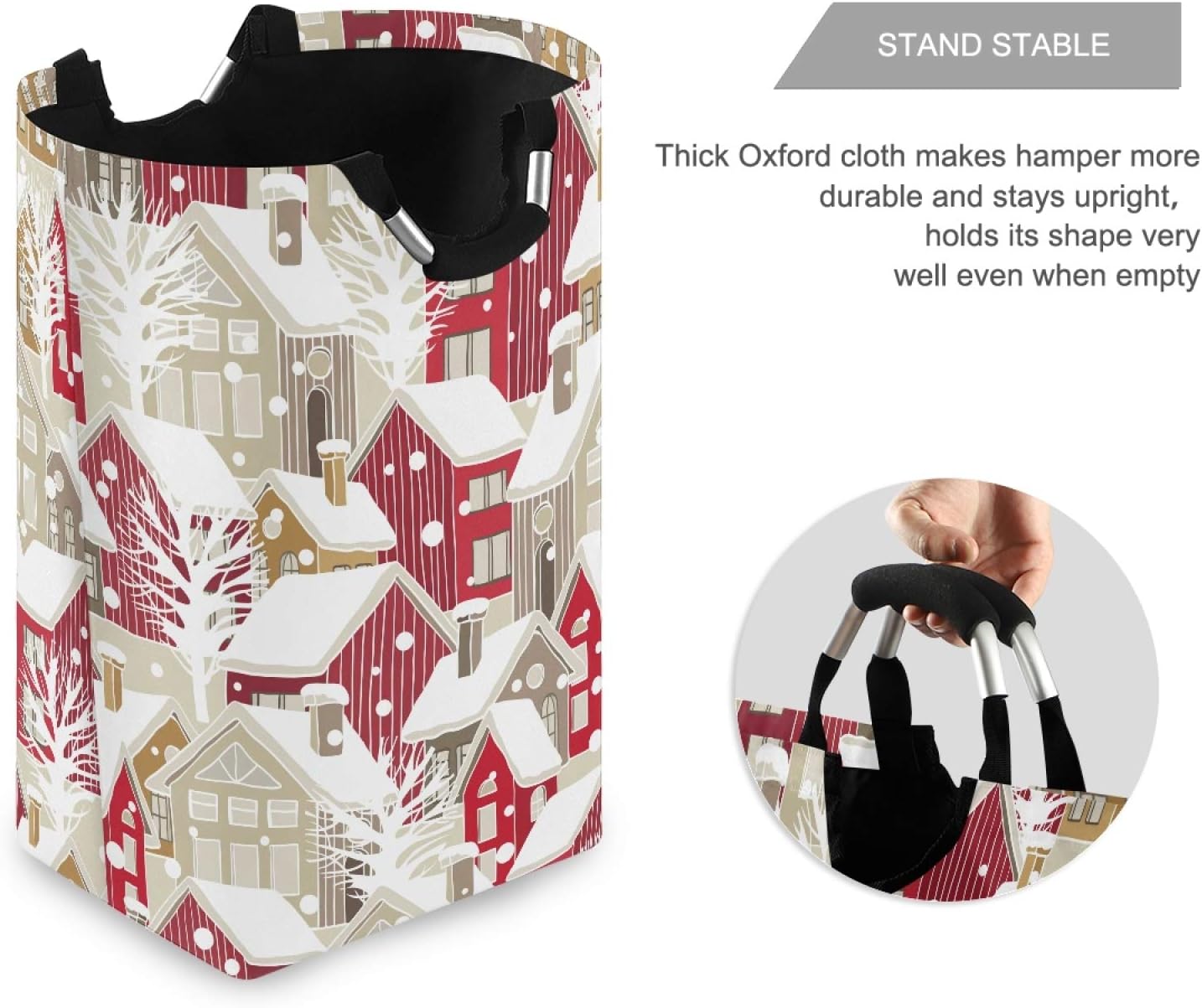 Durable Christmas Winter Houses Collapsible Laundry Basket for Efficient Storage