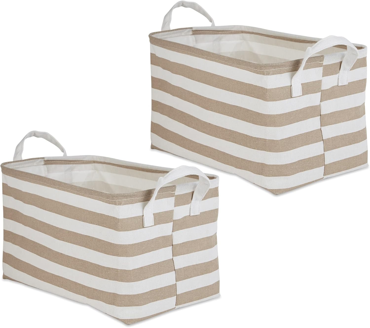 DII laundry storage collection Stone Stripe Collapsible Bins 2 piece set