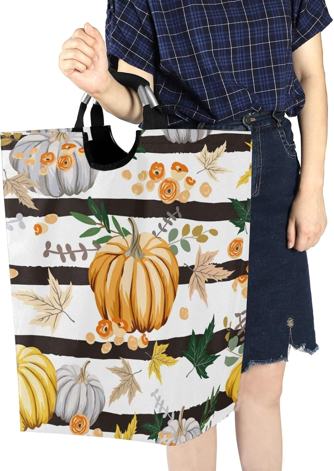 Susiyu Fall Autumn Orange Pumpkins Laundry Basket