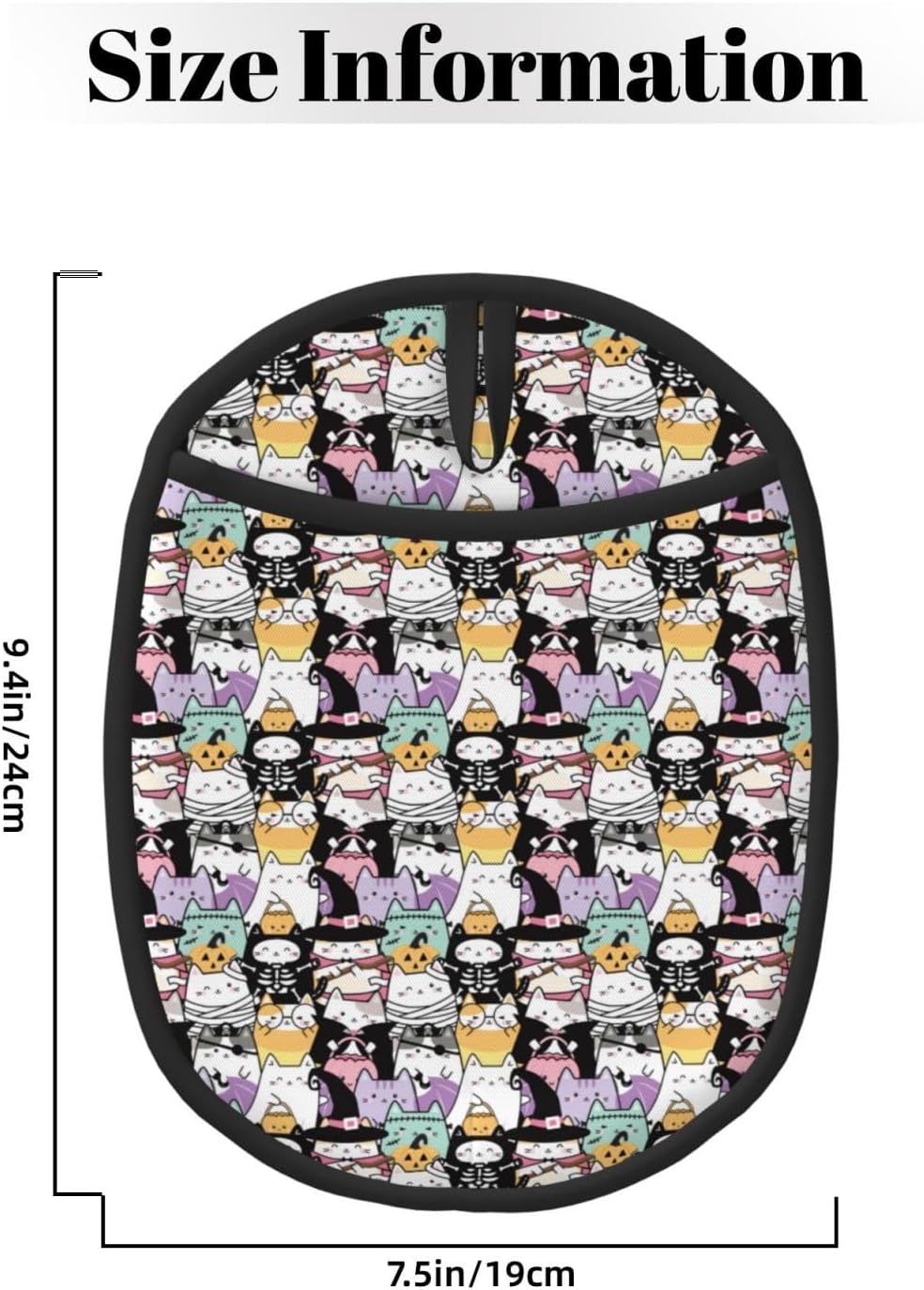 Halloween Cat Pot Holder Set Silicone Oven Mitts with Hanging Loop
