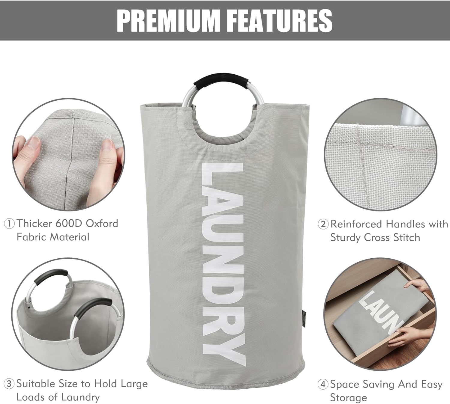 DOKEHOM 125L X-Large Collapsible Laundry Basket with Handle