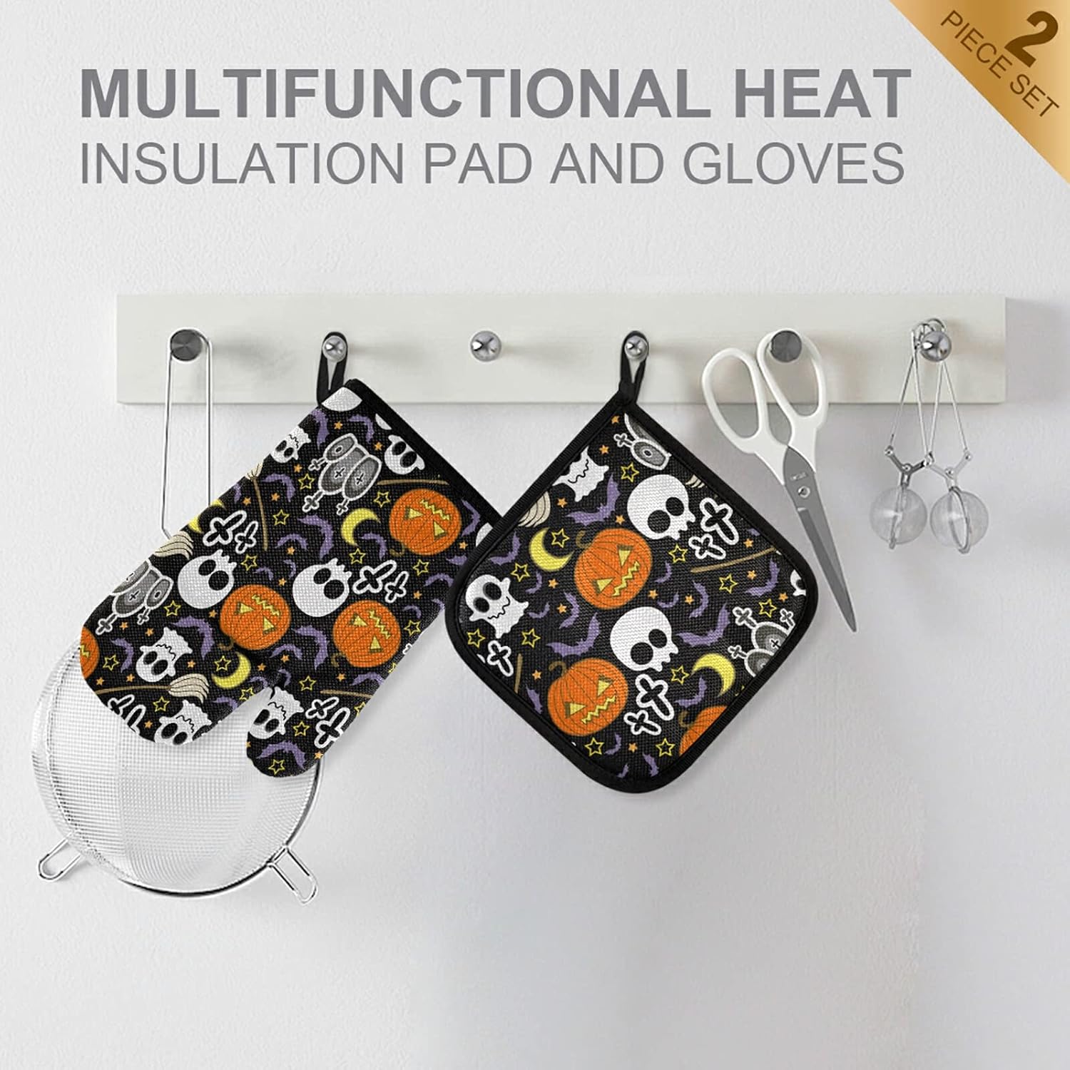 Aflyko Halloween Oven Mitt Set Heat-Resistant Stylish