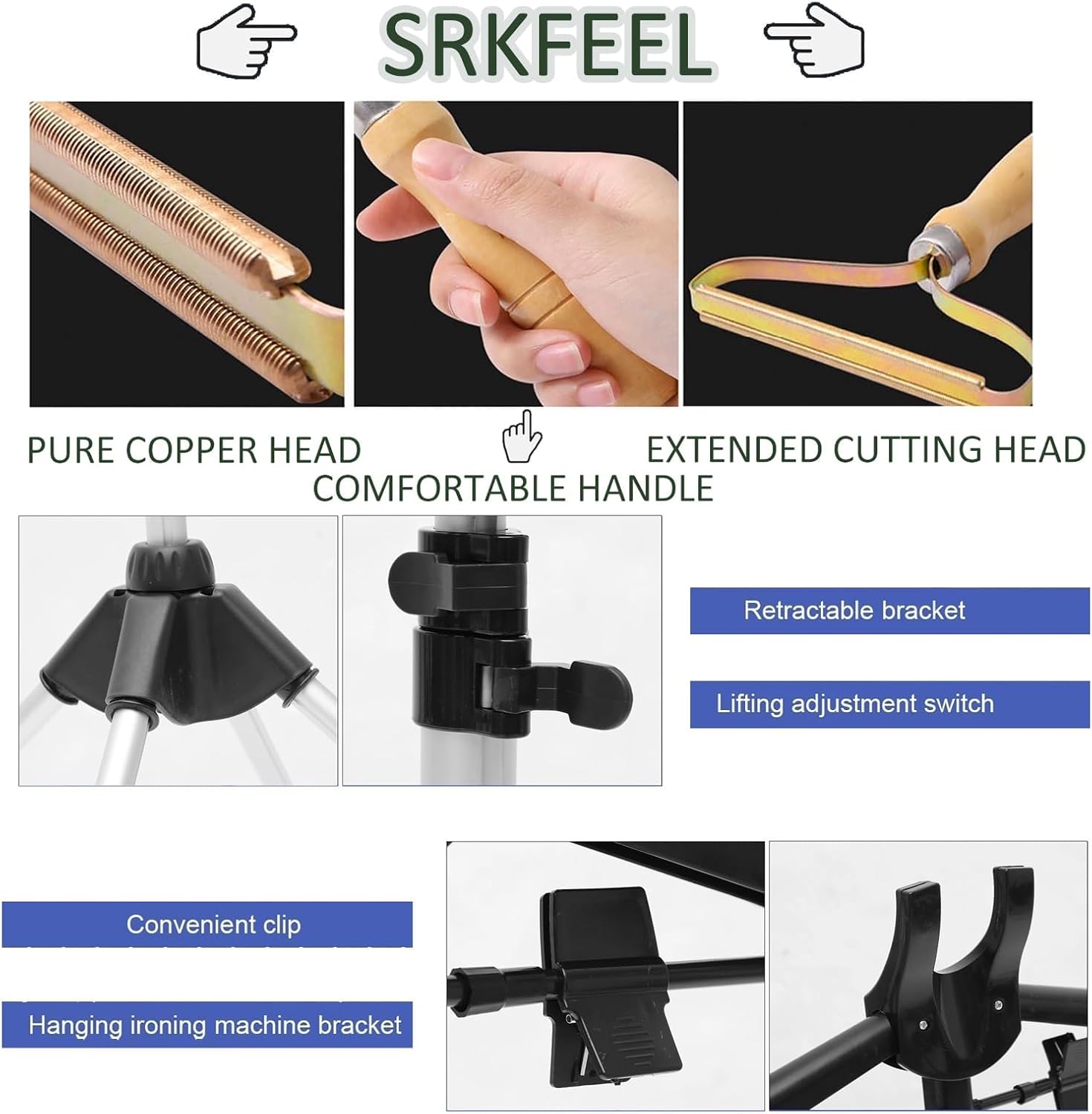 Foldable Garment Clothes Drying Rack with Adjustable Height and Steam Iron Bracket