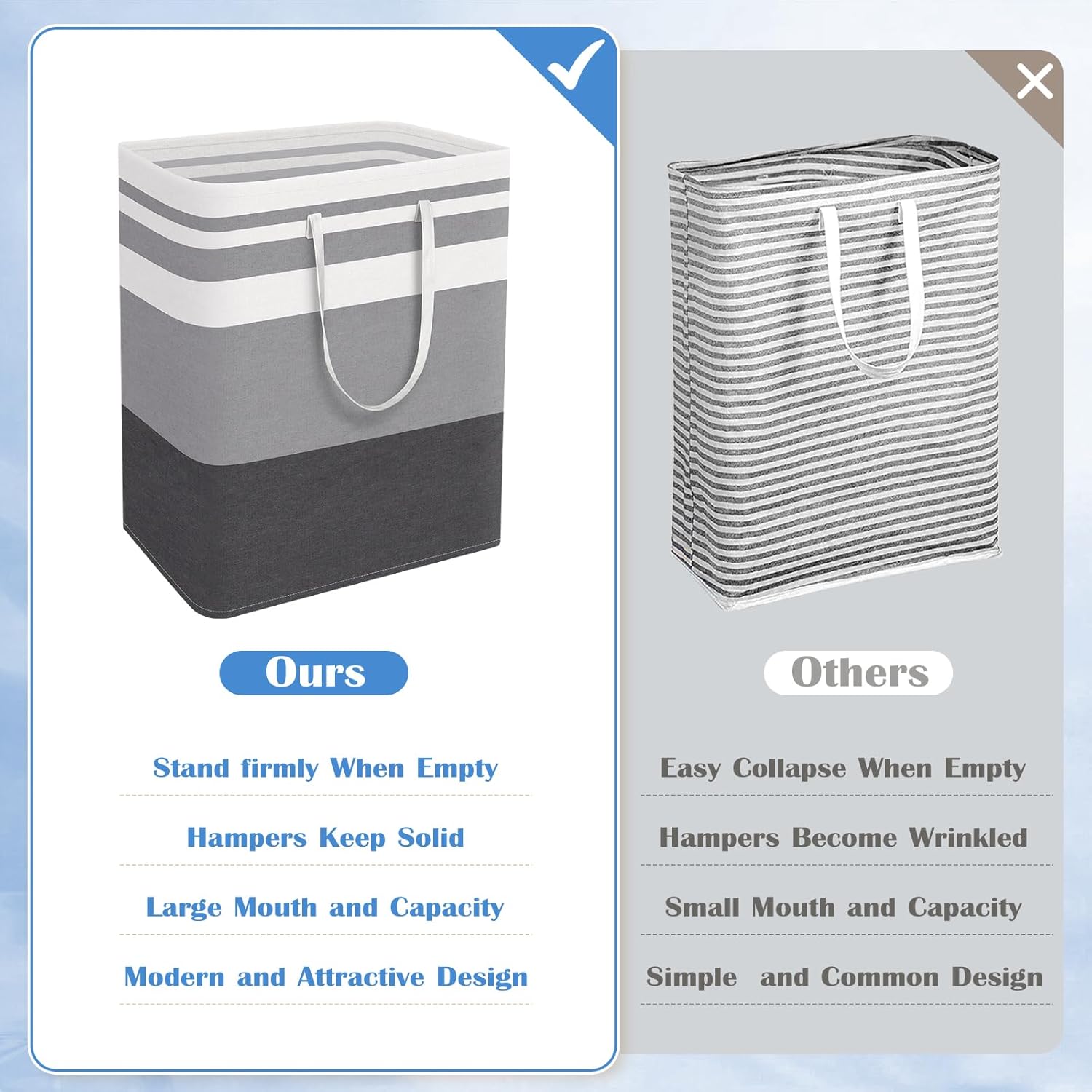 BlissTotes 3-Pack collapsible laundry basket waterproof easy to carry